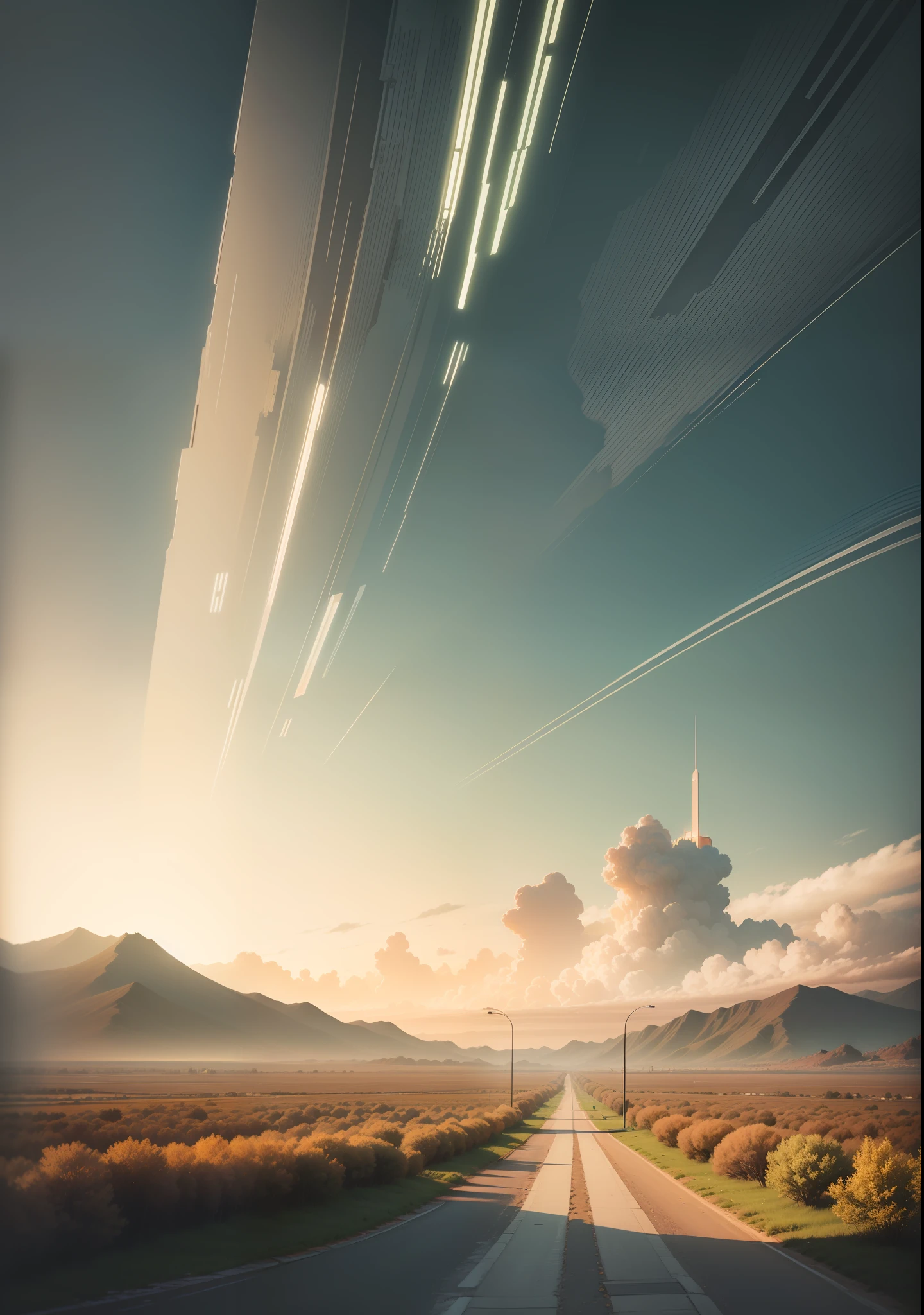 A beautiful landscape retro future