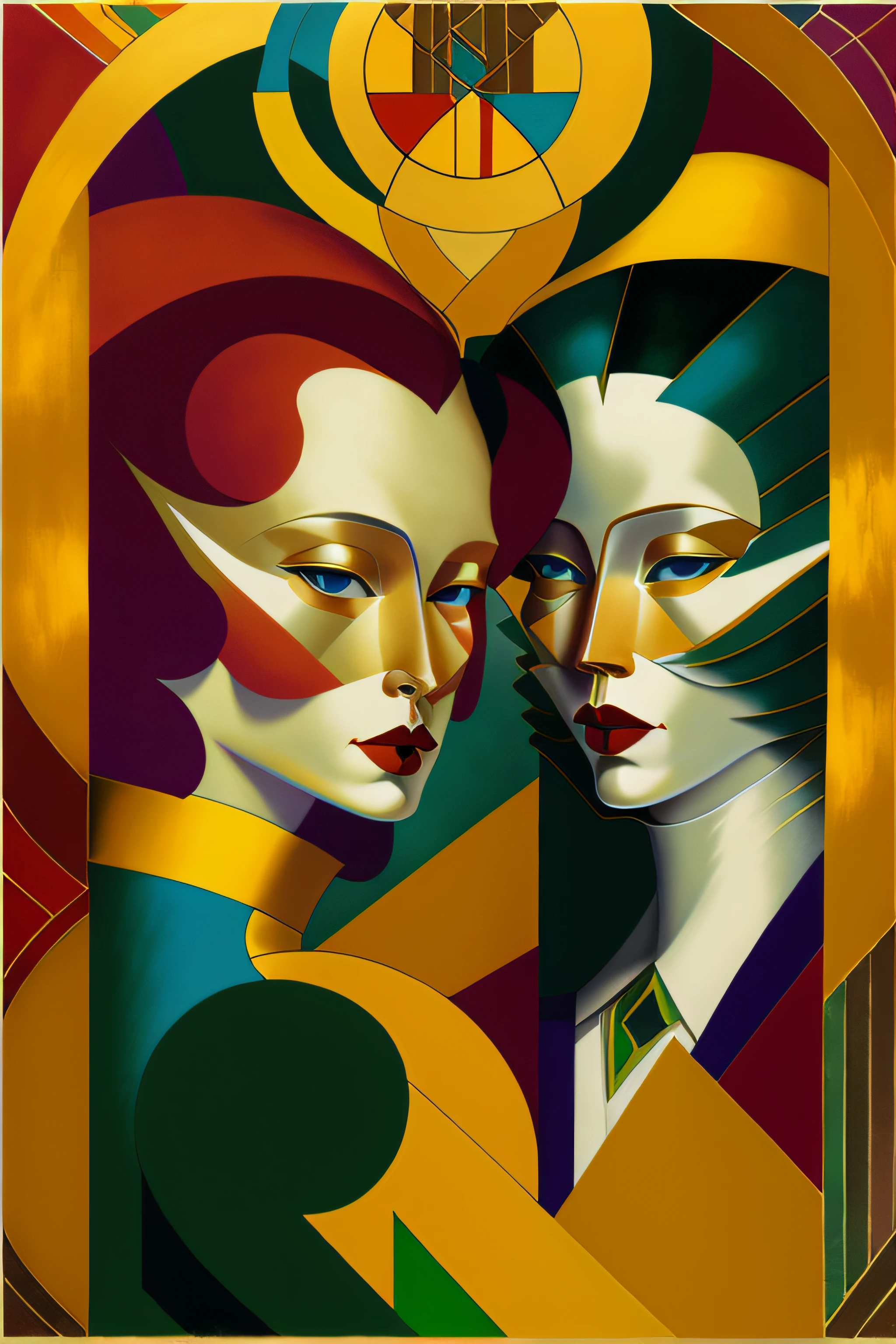 best quality, masterpiece, ultra high resolution, (CCDDA Artstyle: 1.2), in front of the mirror, in style of Tamara Lempicka, ThetaCursed, Michael Parkes, Gustav Klint, Raffaello Ossola, Tiffany Bozic, Tim O'Brien, Wassily Kandinsky, Paul Klee