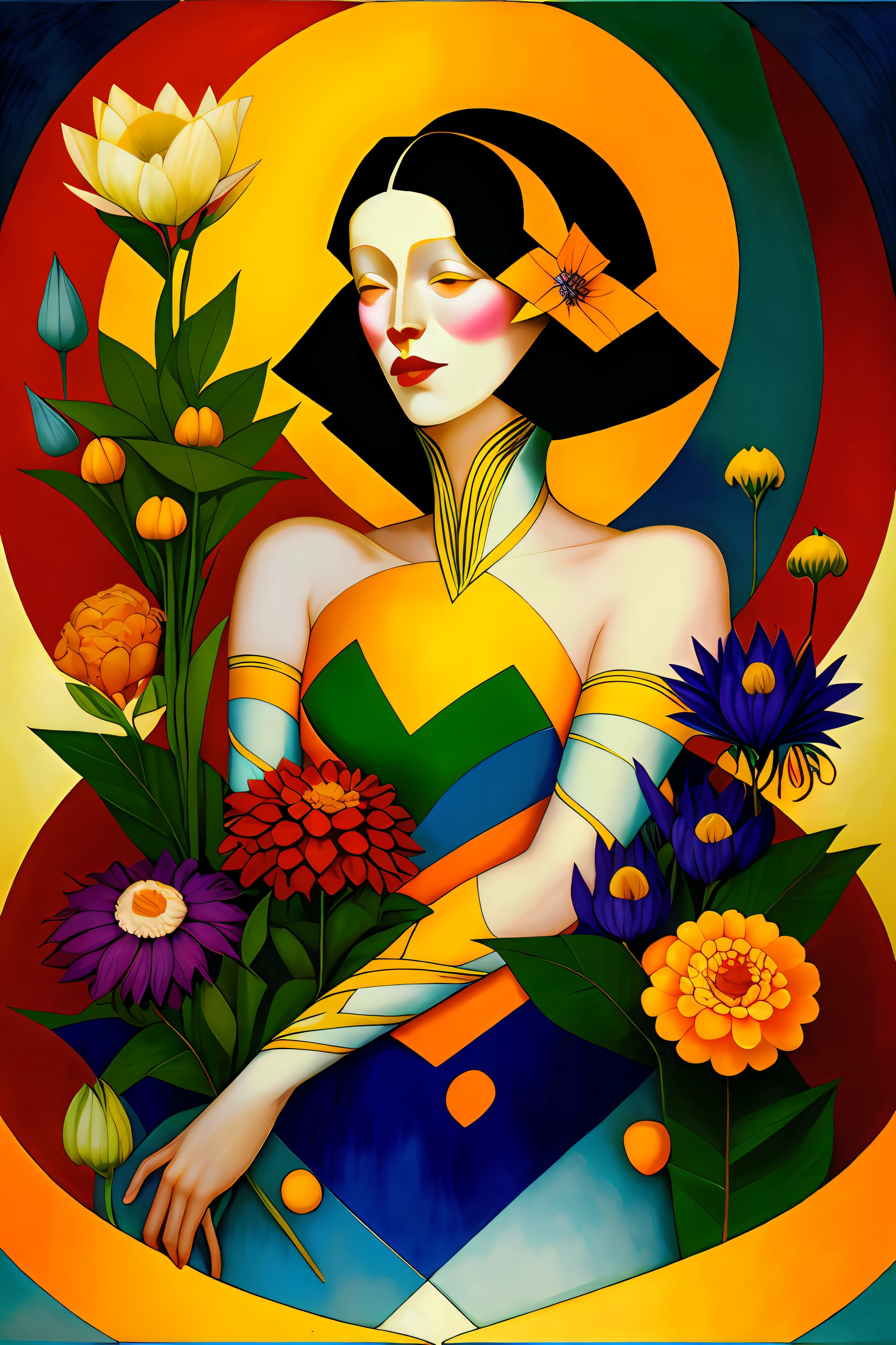 best quality, masterpiece, ultra high resolution, (CCDDA Artstyle: 1.2),
beautiful flowers growing in someone's garden, in style of Tamara Lempicka, ThetaCursed, Michael Parkes, Gustav Klint, Raffaello Ossola, Tiffany Bozic, Tim O'Brien, Wassily Kandinsky, Paul Klee