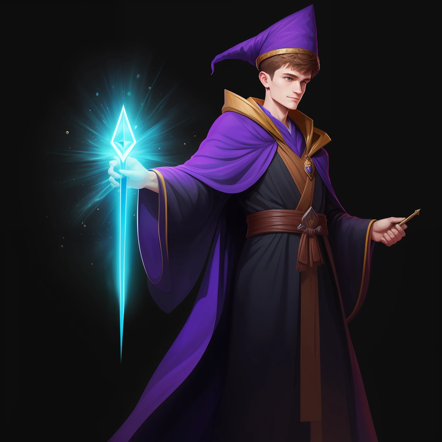 digital painting, digital art, colorful, thick lines, cartoon: vitalik buterin as a wizard, ethereum wand, ethereum thematic, vitalik is a mage, wizard hat, wizard robe, ethereum wand, ethereum magic, magic field, colorful --auto