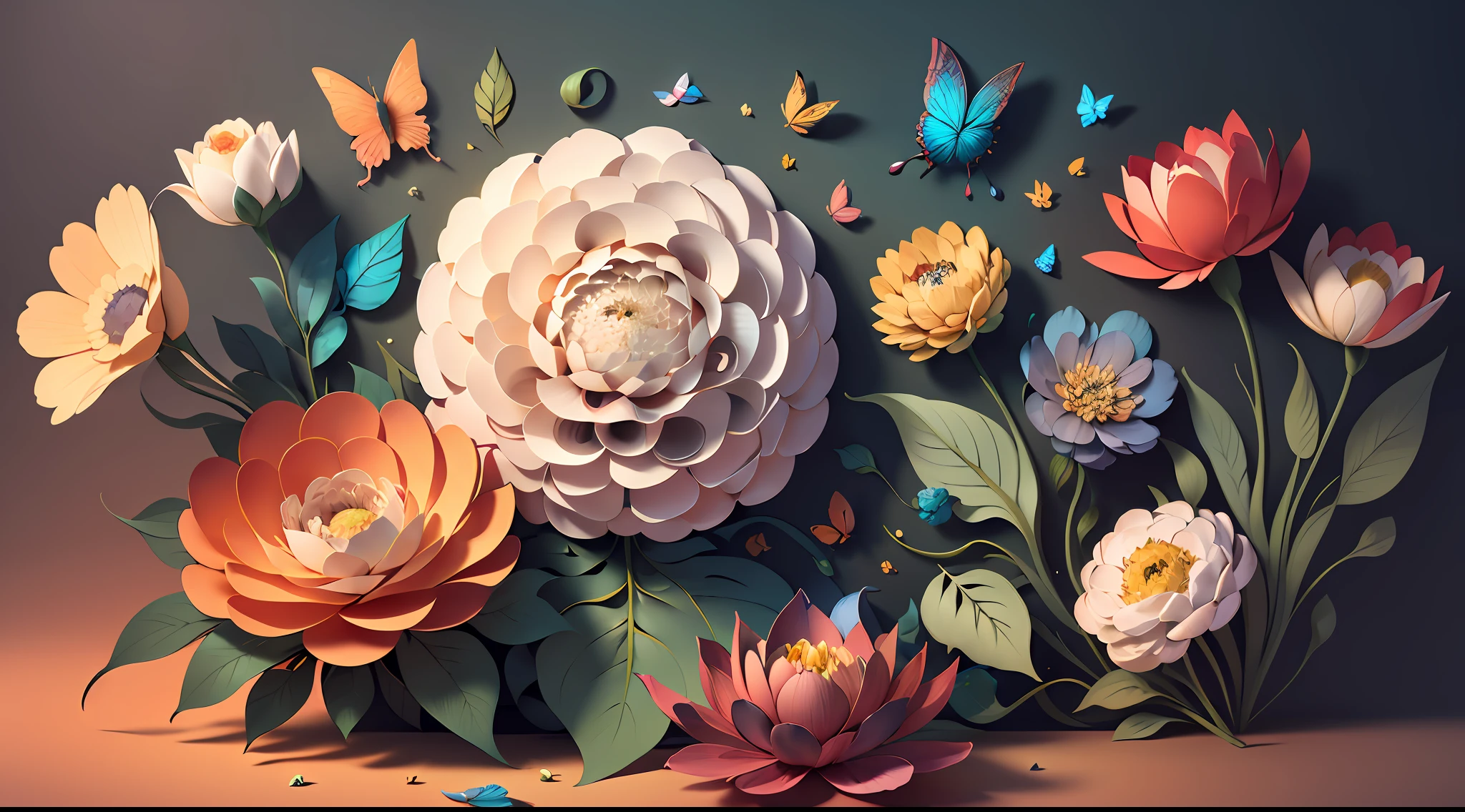 ((masterpiece)))), bestquality, illustration, beautifuldetailedglow, paper_cut, wallpaper,butterfly
