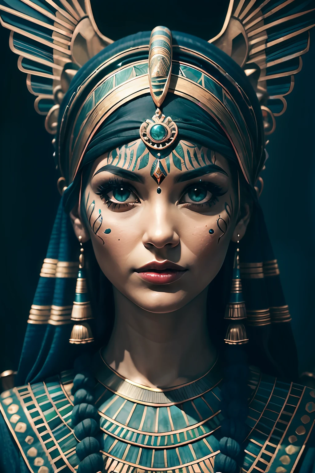 1 adult Egyptian woman, green eyes, black hair flaps, makeups , upper body, looking at viewer, detailed background, detailed face,  OldEgyptAI, ancient egyptian theme,  feral jungle warrior, pink tribal clothing, obsidian, defensive stance, stone knife, bushes, poisonous plants, rocks,  humid climate, darkness, cinematic atmosphere,
dark chamber, dim light, zentangle, mandala, tangle, entangle, (golden, red, blue and green tone:0.5)
(35mmstyle:1.1), front, masterpiece, 1970s film, , cinematic lighting, (photorealistic:1.5), high frequency details, 35mm film, (film grain), film noise,