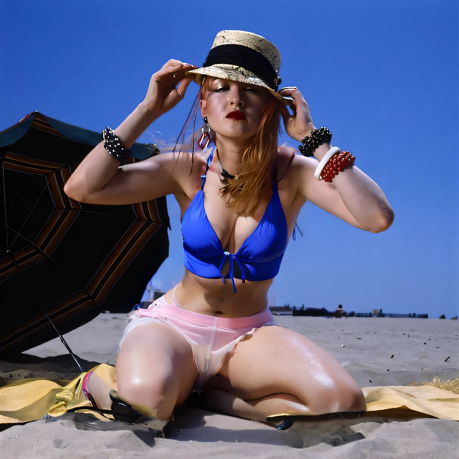 Sand illuminated by the sun, light passing by. Image behind the body. Perfect female body, smooth skin, correct edges. Hyper-realistic high definition.