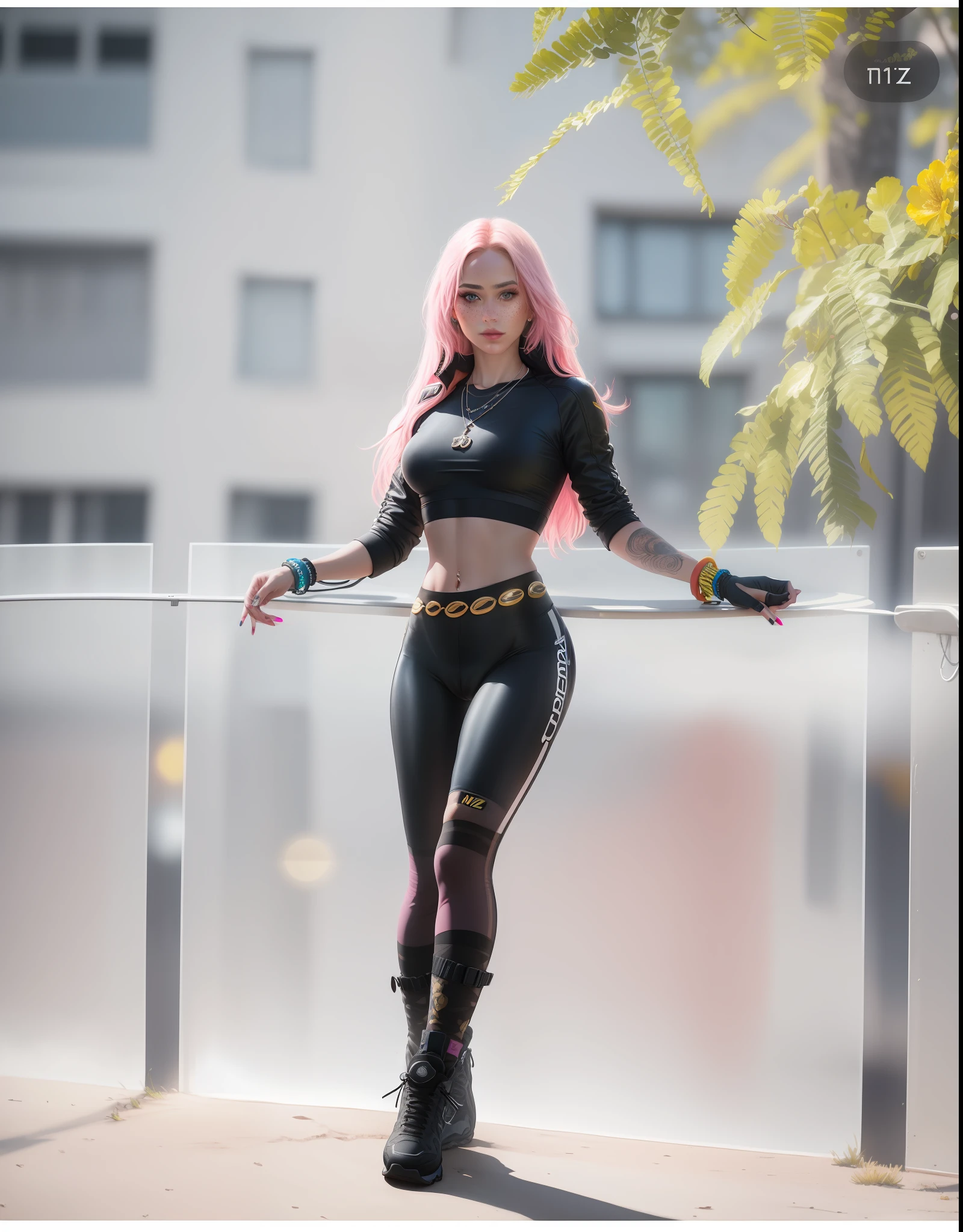 RAW, analog, Nikon Z 85mm, award winning glamour photograph,
a gorgeous russian woman wearing ,skintight_sheer_white_top and skintight_bike_shorts, standing next to a motorcycle, 1girl, bracelet, brown_hair, jewelry, letterboxed, lips, ((long Pink hair)), makeup, small perky breasts, midriff, nail_polish, navel, necklace, nose, realistic, solo, sun, sunset, tattoo, wristband, yellow_background, yellow_sky, beautiful detailed glow, detailed, Cinematic light, intricate detail, highres, detailed facial features, high detail, sharp focus, smooth, aesthetic, extremely detailed, stamp, octane render, (pronounced pubis), ((cameltoe:1.3)), photo_\(ultra\), photorealistic, realistic, post-processing, max detail, roughness, real life, ultra realistic, photorealism, photography, 8k uhd, photography, SEMI-SILHOUETTE light, russian face, octane render, freckles
((high detailed skin, skin details)), sharp focus, 8k uhd, dslr, high quality, film grain, russian face