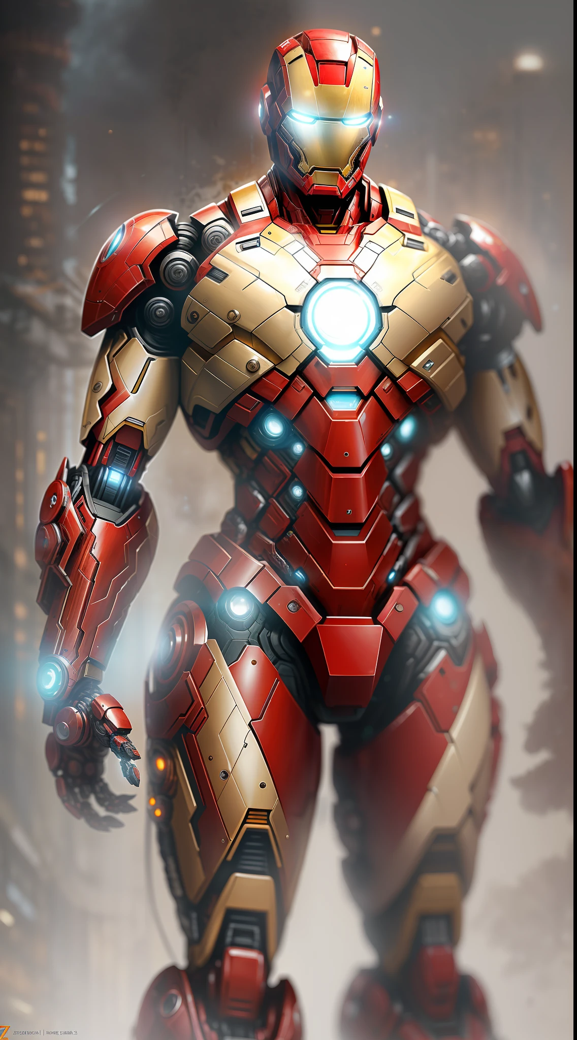 Iron Man 1872 from Marvel photo, biomechanical, complex robot, full growth, hyper-realistic, insane small details, extremely clean lines, cyberpunk aesthetic, a masterpiece presented at Zbrush Central