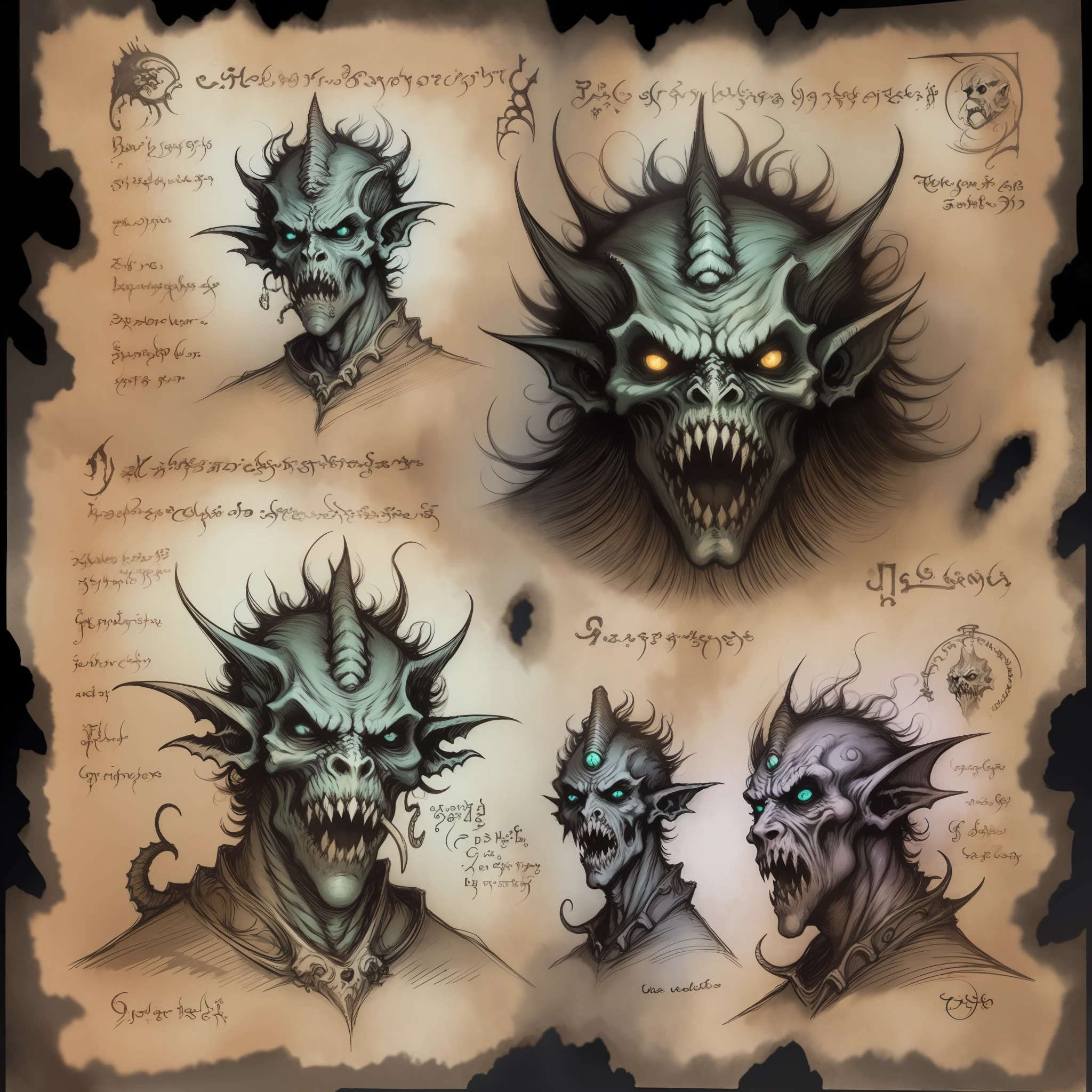necronomicon sketch goblin scary