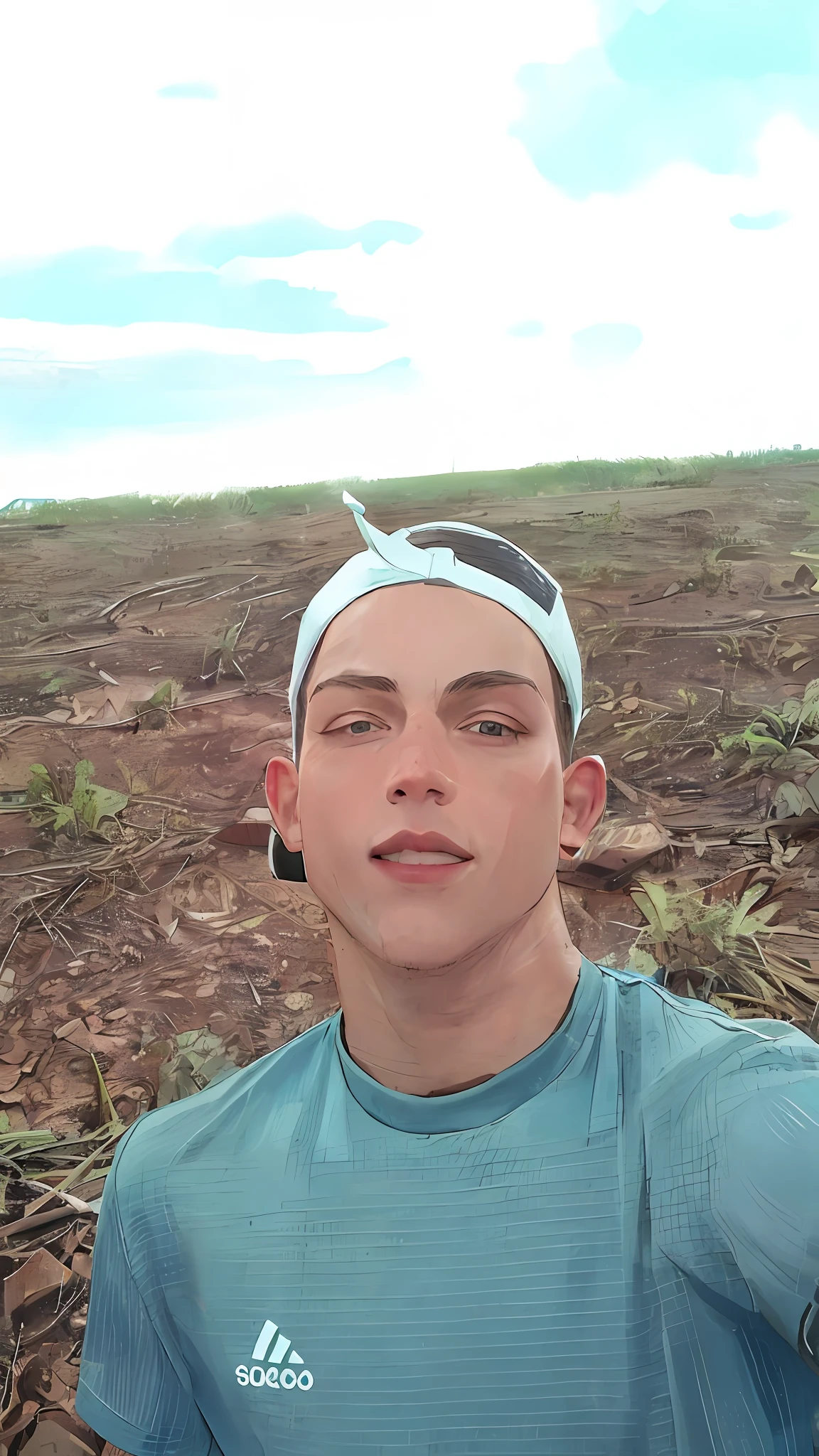 there is a man that is standing in the dirt with a frisbee, forrest in the background, around 1 9 *********, forrest in background, taken in the early 2020s, pete davidson, selfie shot straight on angle, profile shot, christian cline, jerma985, jerma 9 8 5, snapchat photo