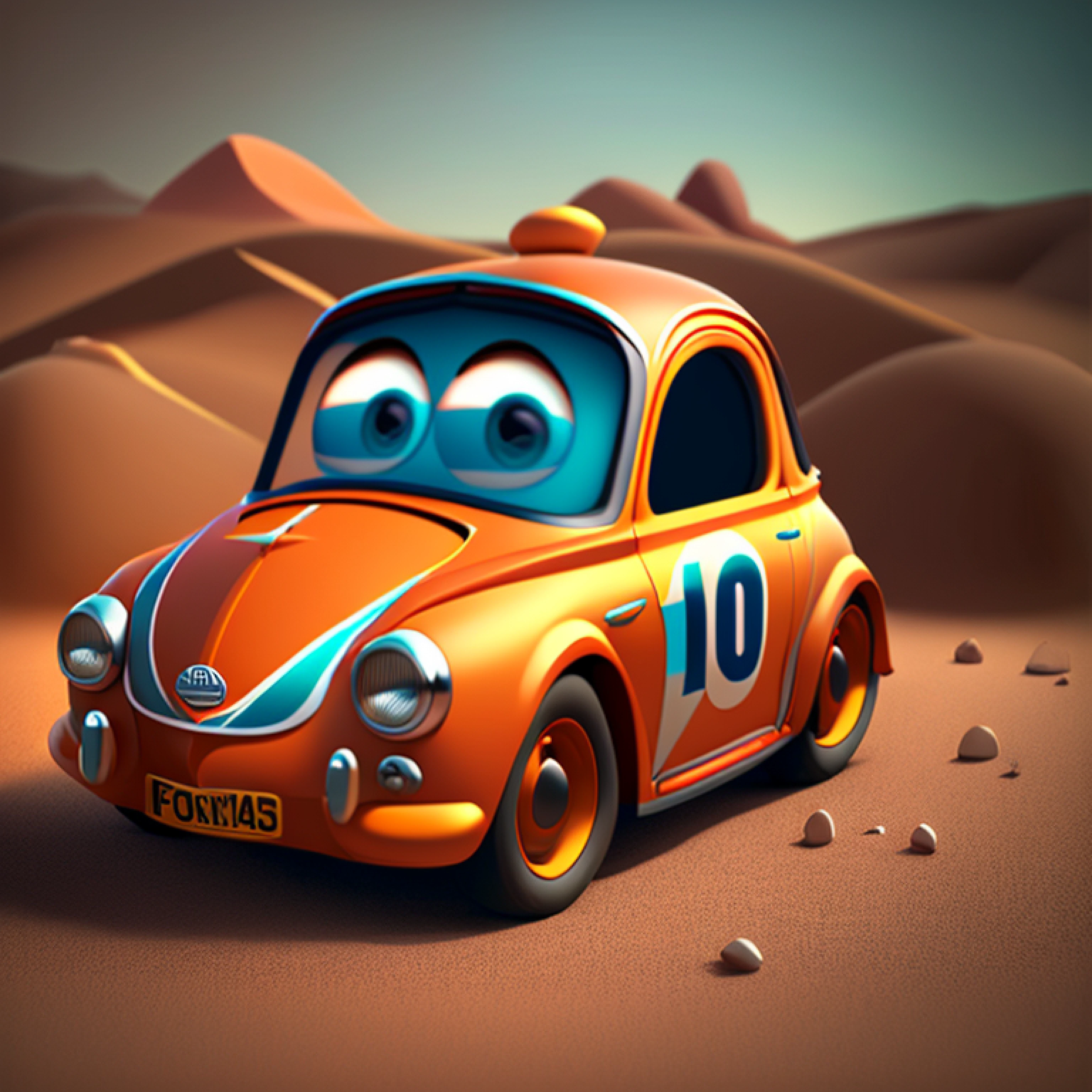 mascot car (pixar style), like plastic car, animated, modeled, high definition, realistic texture, realistic glow, sharp frame, 8K --auto