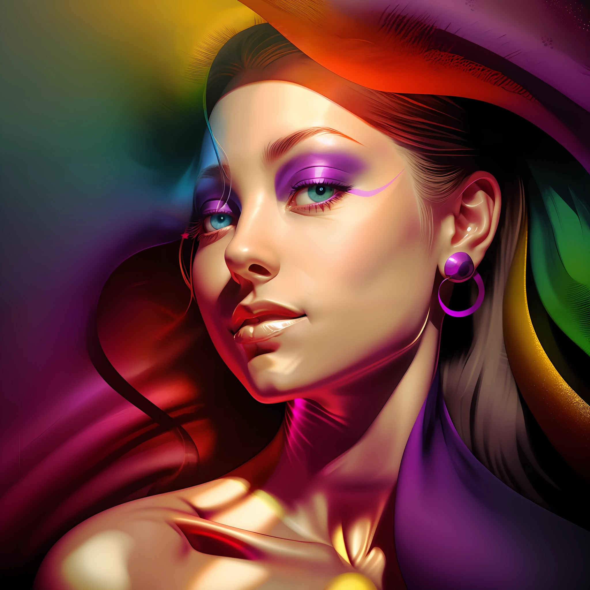 aerial, vivid colors, colored ribbons