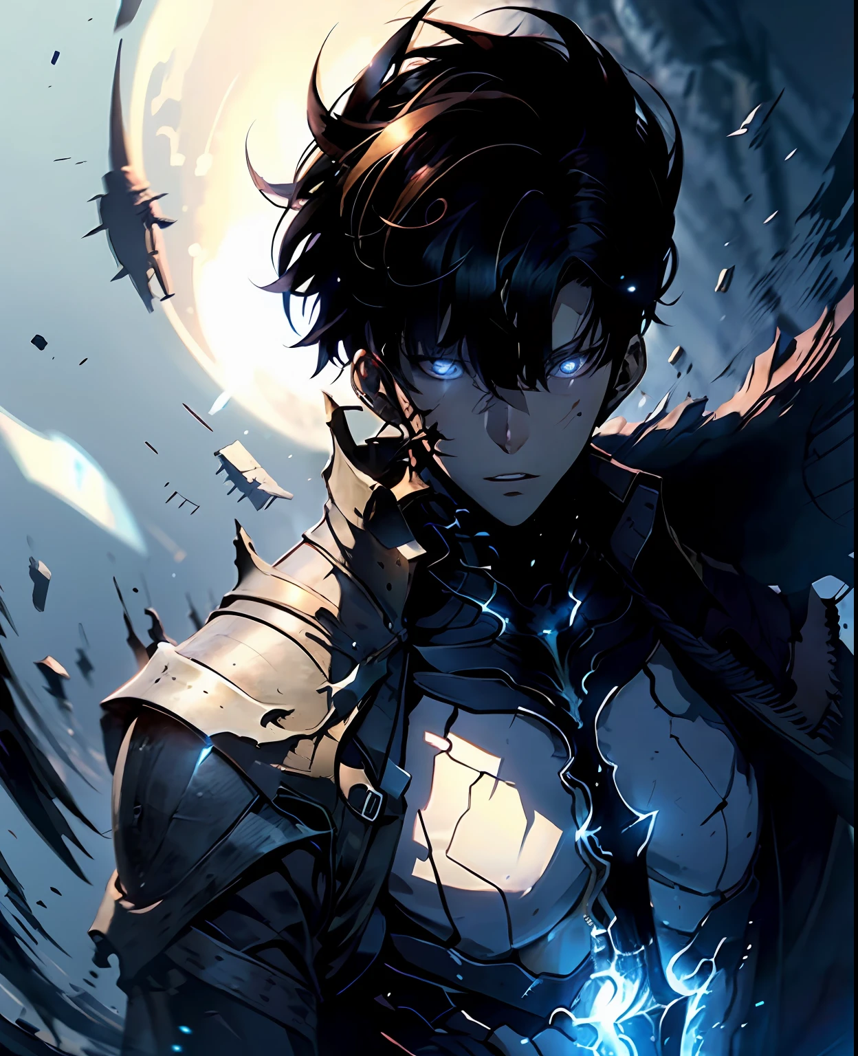 Ung Jin Woo, Solo Leveling, 4K, Good Quality, Dark Lord, RPG, Medieval, Black Hair, Male, Looking at Camera