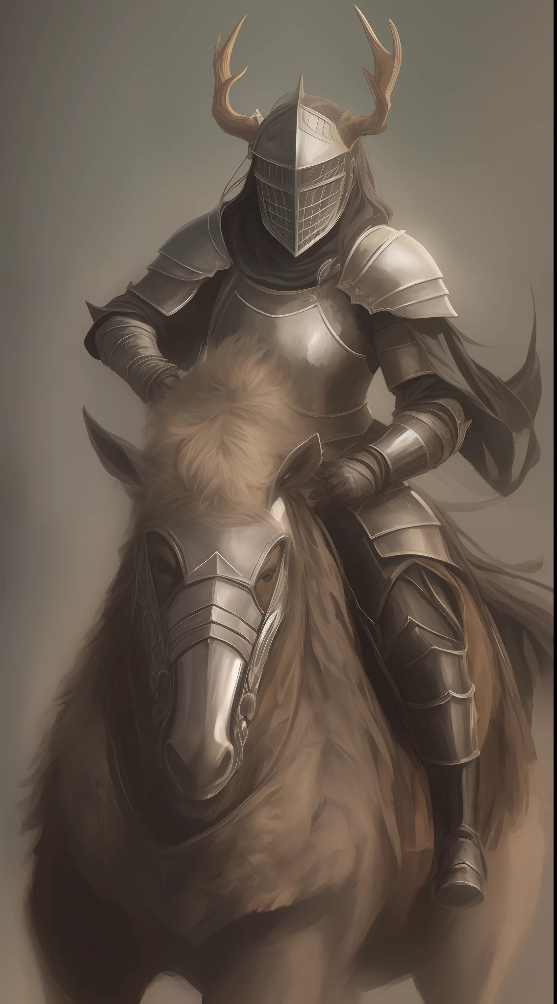 Dark Souls Style Female Knight riding an armored Stag