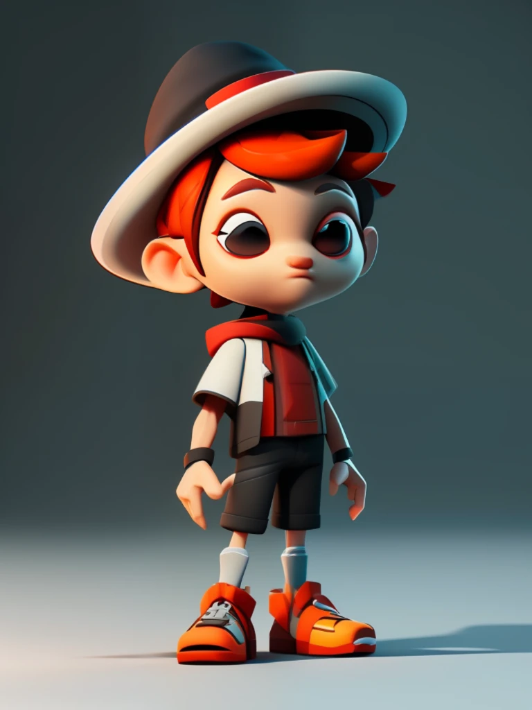 a close up of a toy with a hat on a white background, very stylized character design, small character. unreal engine 5, cute cartoon character, cute 3 d render, stylized character, animation style render, stylized character design, character with a hat, arnold maya render, toon render keyshot, 3d character, 3 d character, animated character design