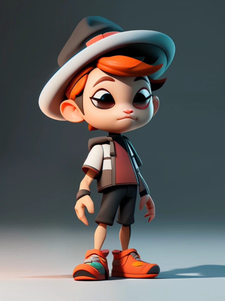 a close up of a toy with a hat on a white background, very stylized character design, small character. unreal engine 5, cute cartoon character, cute 3 d render, stylized character, animation style render, stylized character design, character with a hat, arnold maya render, toon render keyshot, 3d character, 3 d character, animated character design