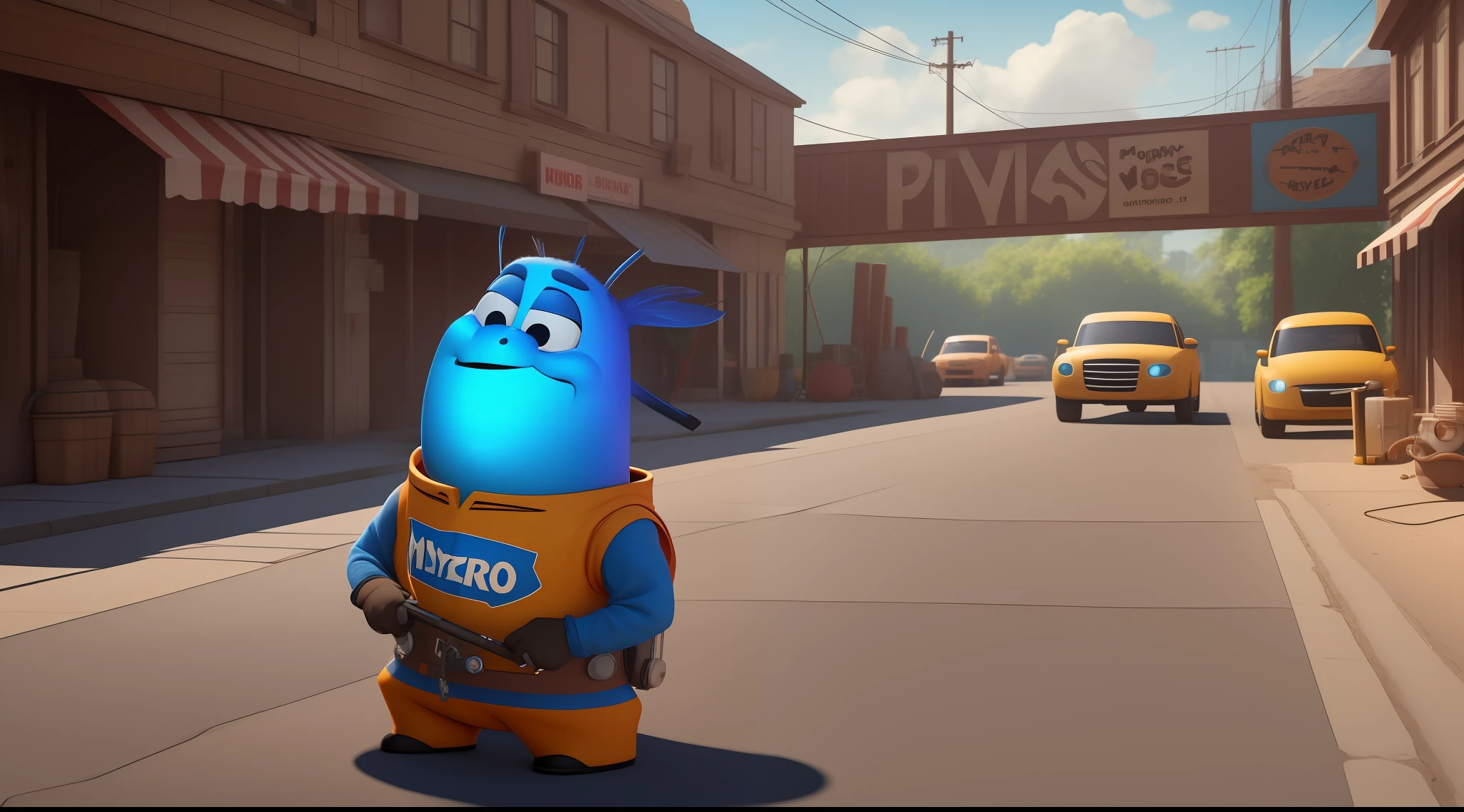 MECHANIC MASCOT (PIXAR STYLE), SMALL, BLACK, FUNNY, 8K, RENDER, ULTRA HD