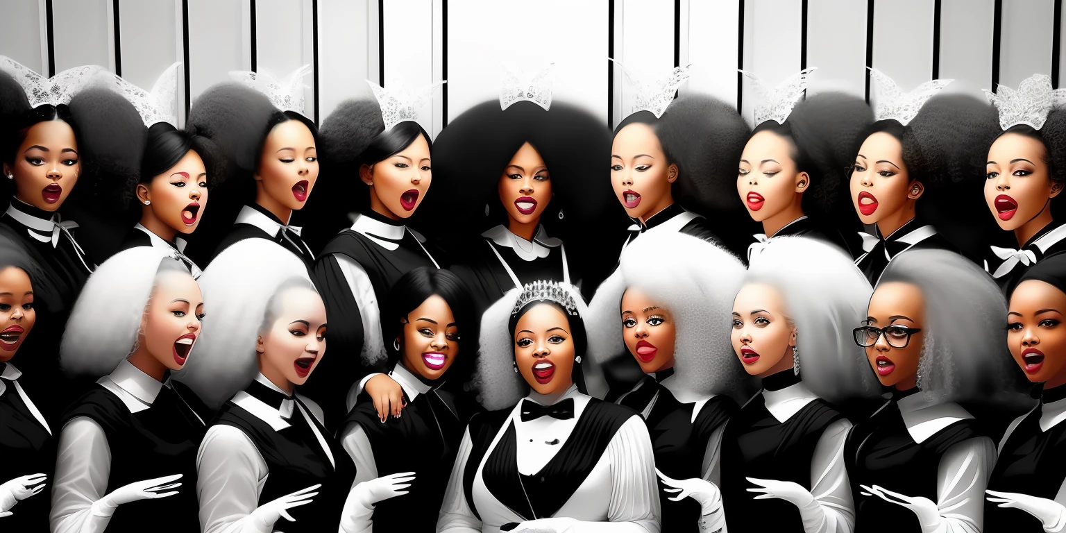 there are many women in black and white outfits posing for a picture, choir, a radiant, 2019, 2 0 1 9, album, 2 0 1 8, taken in 2 0 2 0, ebony, 2018, 2017, 2 0 1 7, servants, edited, 2 0 1 5, 2015