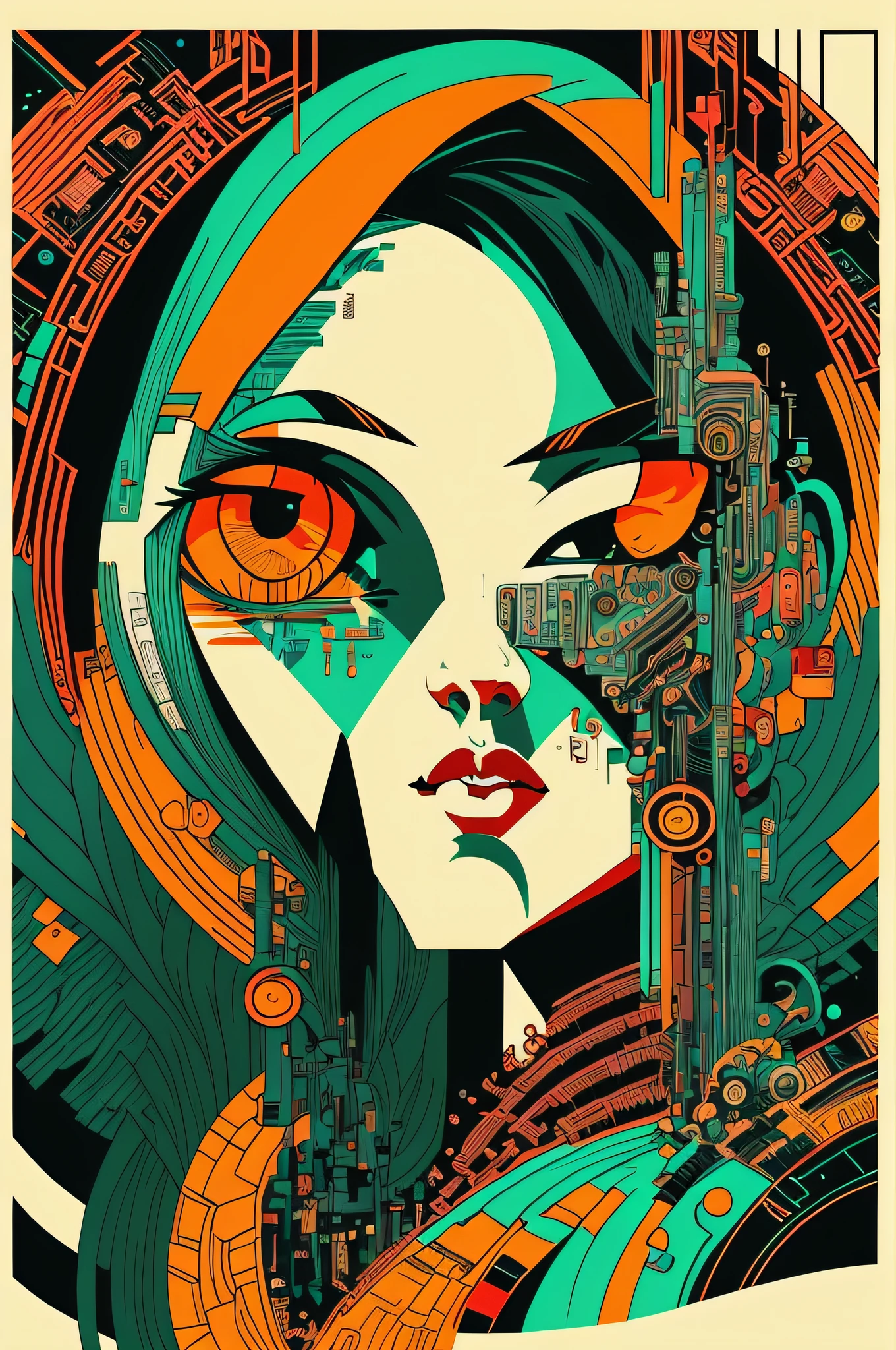(masterpiece, 4k ,ultra detailed,raw photo:1.2),illustration,
(1woman:1),
(simple background:1.4),
(symmetry:1.2),
(art deco:1.4),
(retro-futuristic:1.4),
(minimalism:1.4),
(clean:1.4),
(flat_color:1.4),
(cyberpunk:1.4),
CCDDA Artstyle