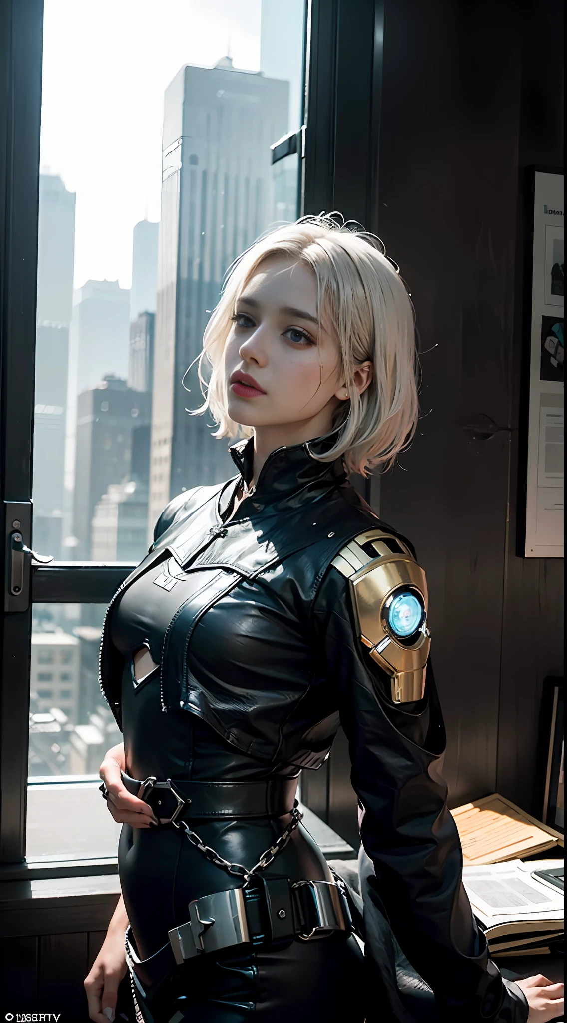 (1girl: 1.3), solo, __body-parts__, official art, unity 8k wallpaper, ultra detailed, beautiful and aesthetic, beautiful, masterpiece, best quality, RAW, masterpiece, super thin photo, best quality, super high resolution, photorealistic, sunlight, full body portrait, incredibly beautiful,, dynamic pose, delicate face, vibrant eyes, (side view), she is wearing a futuristic Iron Man mech, red and gold, Highly detailed abandoned warehouse background, detailed face, complex background detailed busy, messy, gorgeous, milky, highly detailed skin, realistic skin details, visible pores, sharp focus, volumetric mist, 8k uhd, DSLR camera, high quality, film grain, light skin, photorealism, lomography, expanding metropolis in a futuristic dystopia, view from below, translucent male Cyberpunk, fantasy world, dark background, clean design, epic instagram, artstation, colorful ink splashes, silhouette, hyper detailed intricate details, unreal engine, fantasy, intricate details, home screen, complementary colors, fantasy concept art, 8k resolution, deviantart masterpiece, oil painting, heavy strokes, ink drips, (isolated on white background: 1.3), rainbow skin, (((cute young man))), ((teen: 1.5) ), (bright blue eyes), (((clear eyes)), ((((short white hair: 1.1))), (((black clothes)), (prince\\(indifferent expression\\),, (((Wears luxurious black tunic with high details)))), white hair, ice magic, ((chest) --v 6