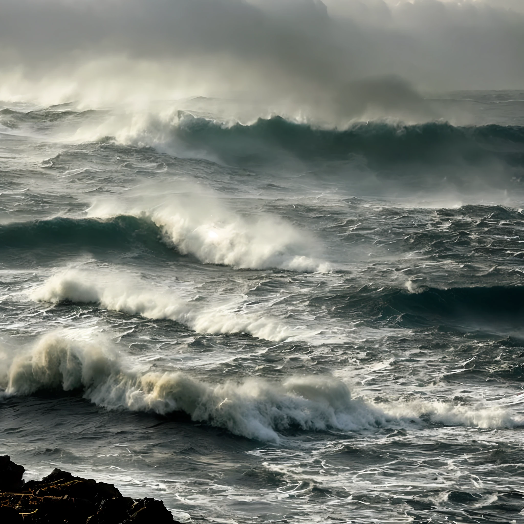Jeshua walking on the rough sea