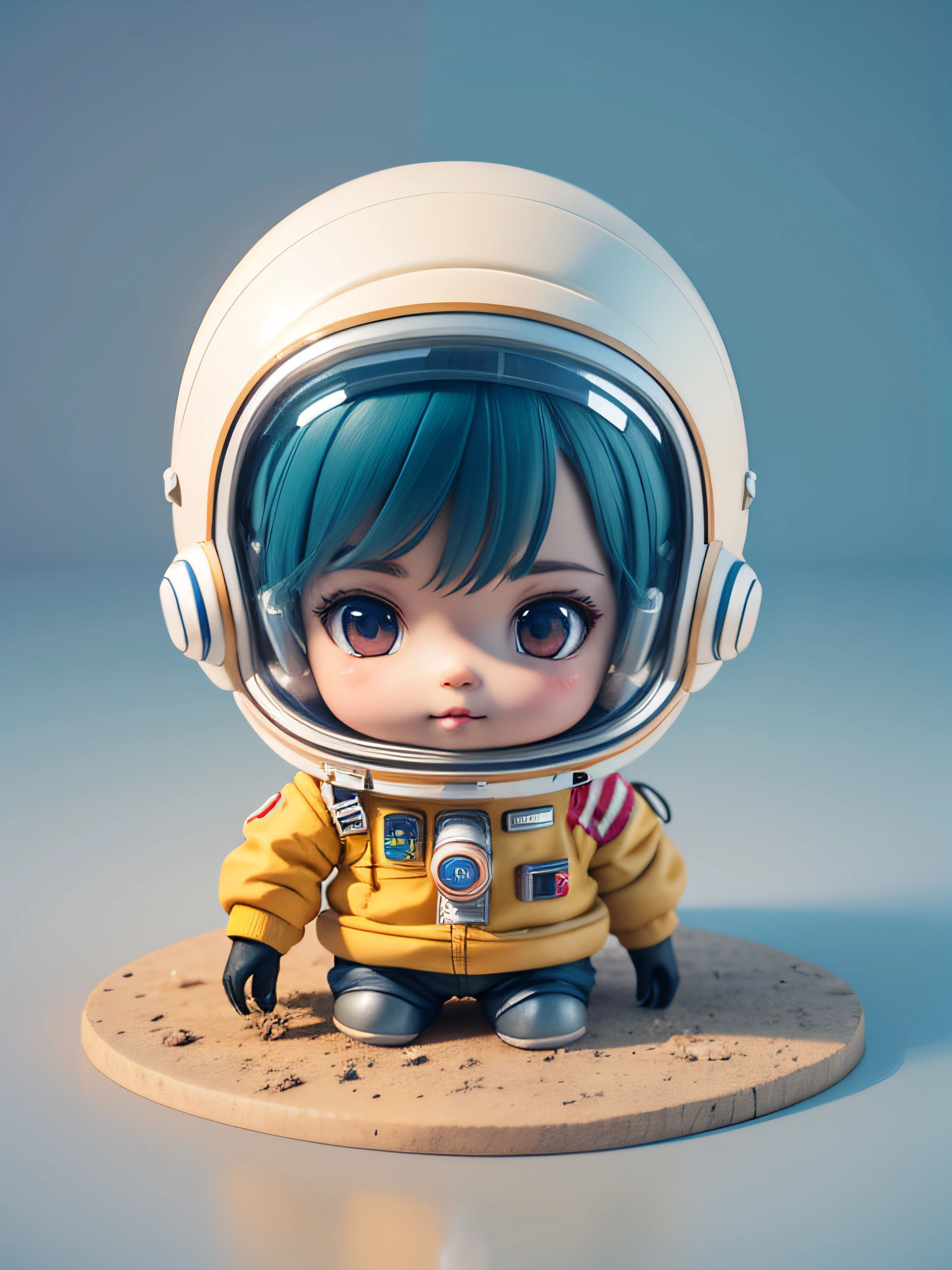 There is a little doll with helmet and helmet, cute 3d rendering, little astronaut looking up, portrait anime space cadet boy, cute 3d anime boy rendering, cute detailed digital art, male explorer mini cute boy, 3d rendering stylized, 3d rendered character art 8k, cute digital painting, anime style 3d, super detailed rendering