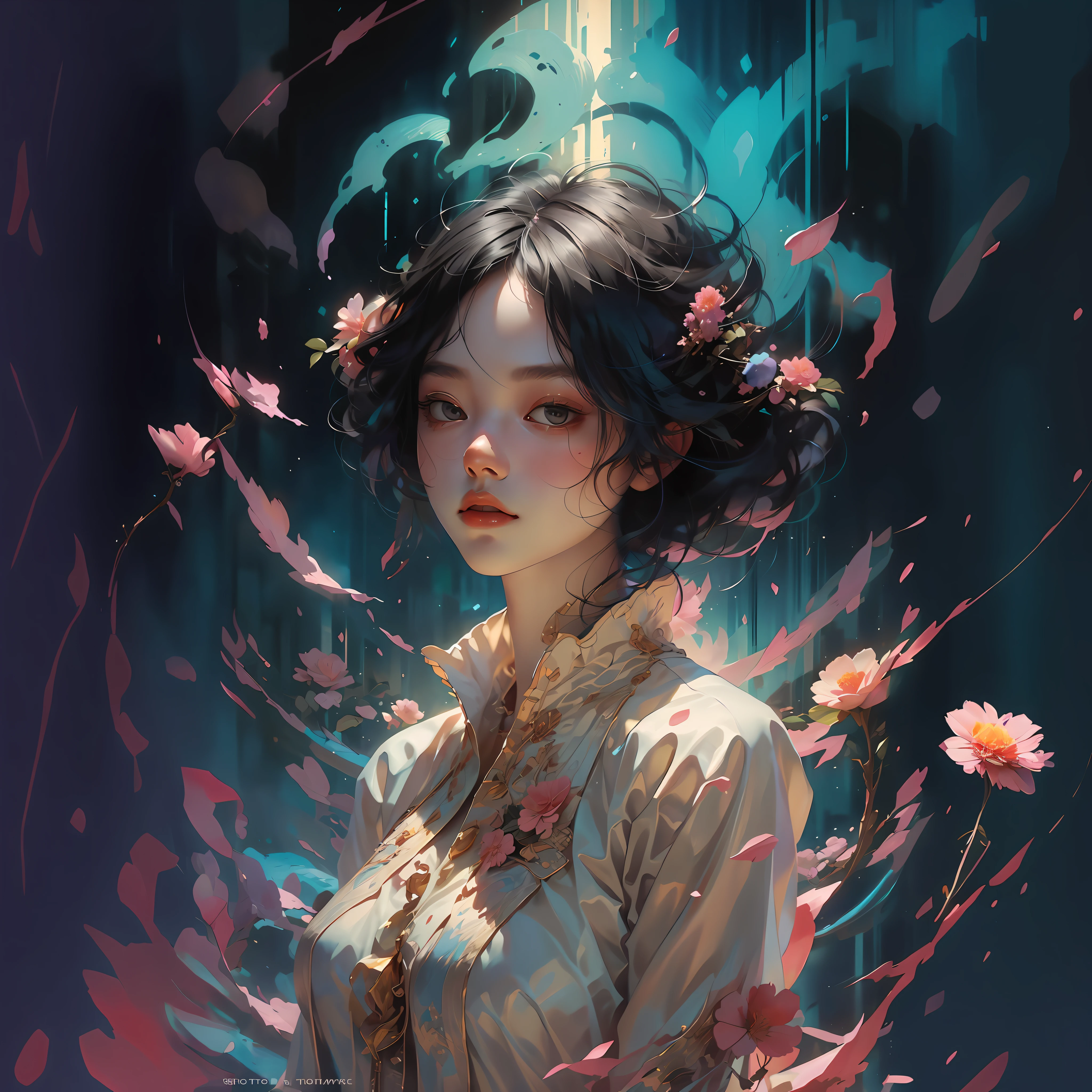 a woman with a flower in her hair and a dress, inspired by Yanjun Cheng, artwork in the style of guweiz, ross tran 8 k, by Yanjun Cheng, guweiz, ross tran style, by Li Song, beautiful character painting, by Ross Tran, loish and ross tran, inspired by Ross Tran, loish and wlop