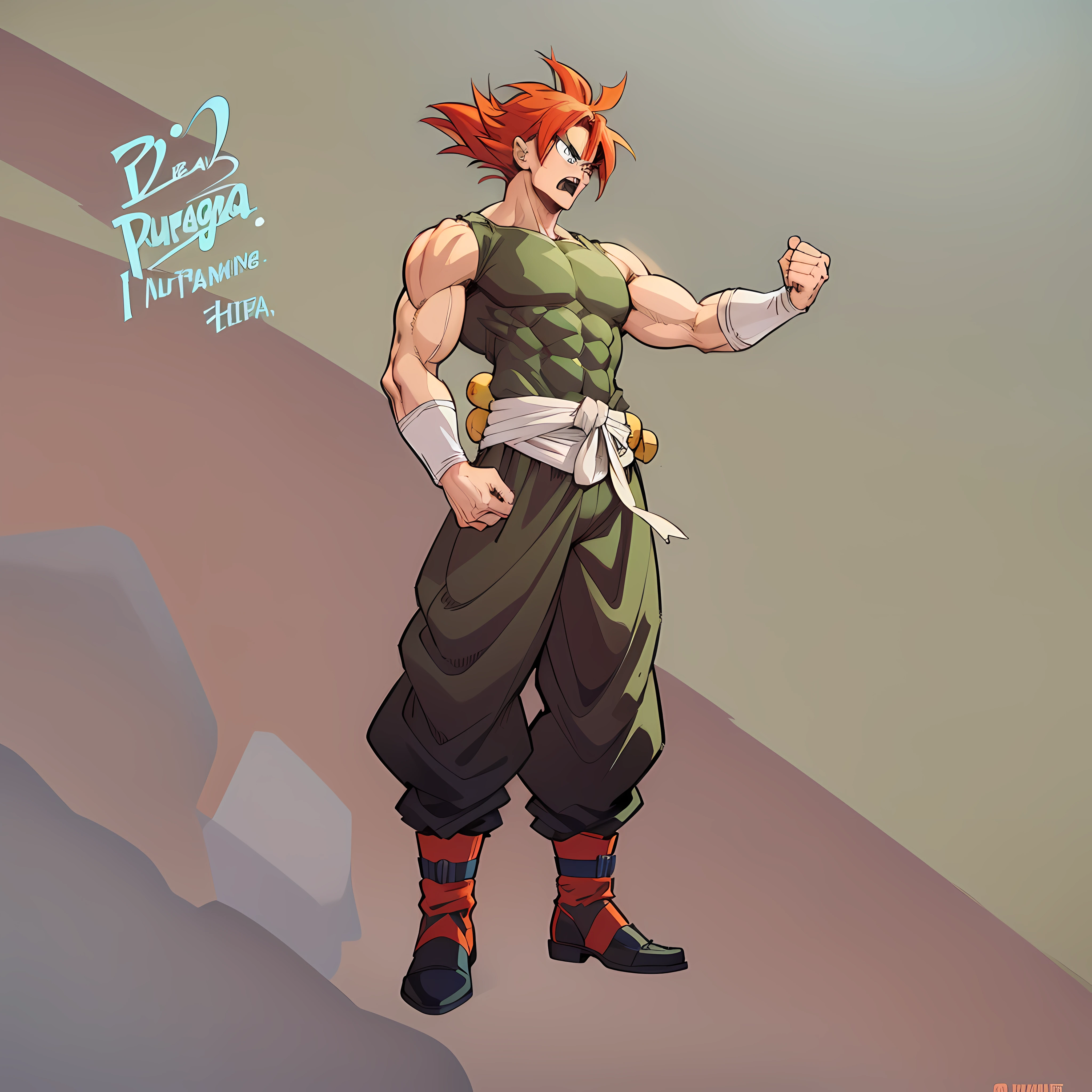 the artistic influence of Yusuke Murata and dragon ball, akira toriyama, maximum detail, in 4k, (muscles), ( (anger), (redhead), (long hair)