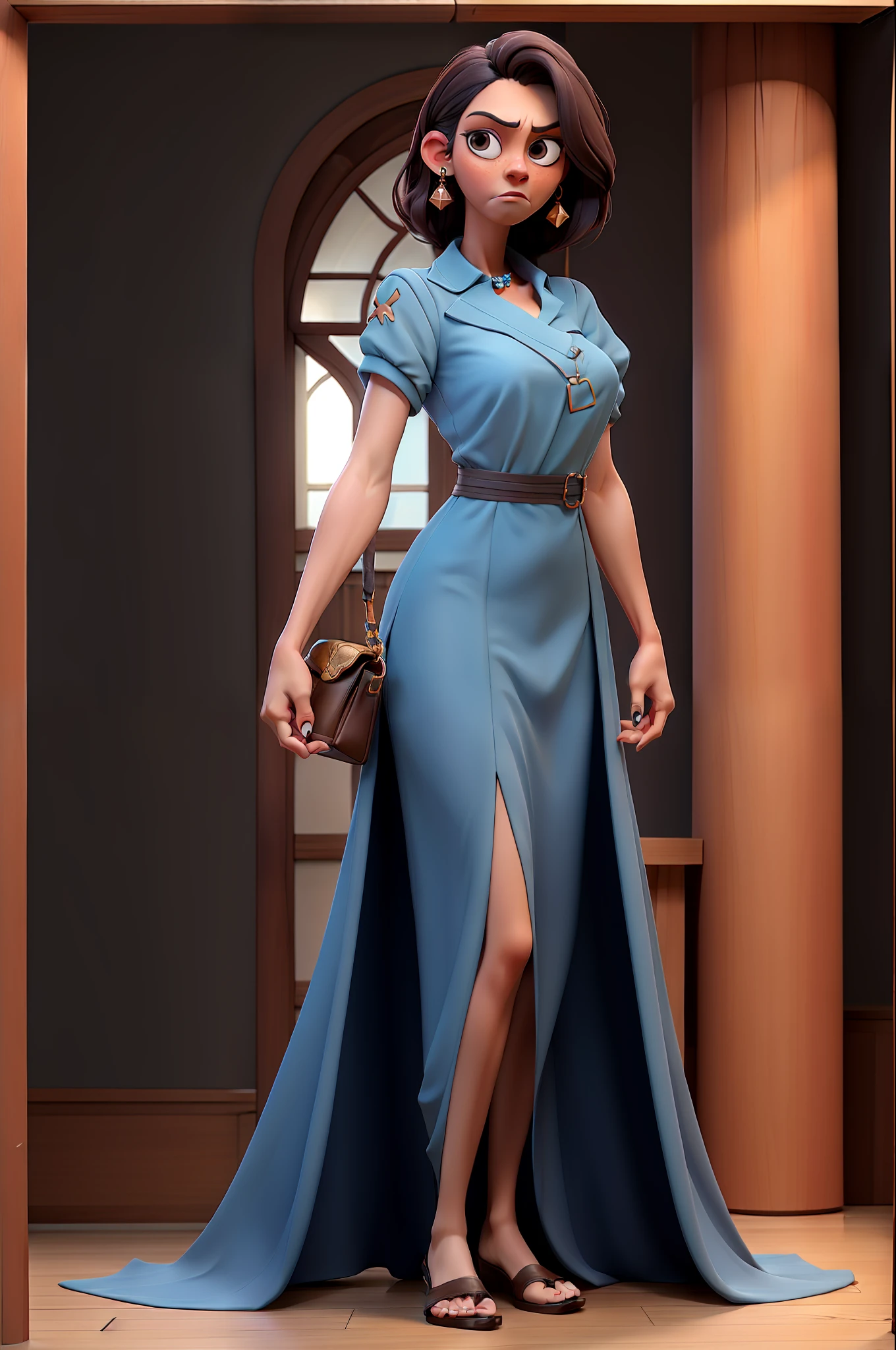 Masterpiece, best quality, poor 39 year old woman with simple full body long dress