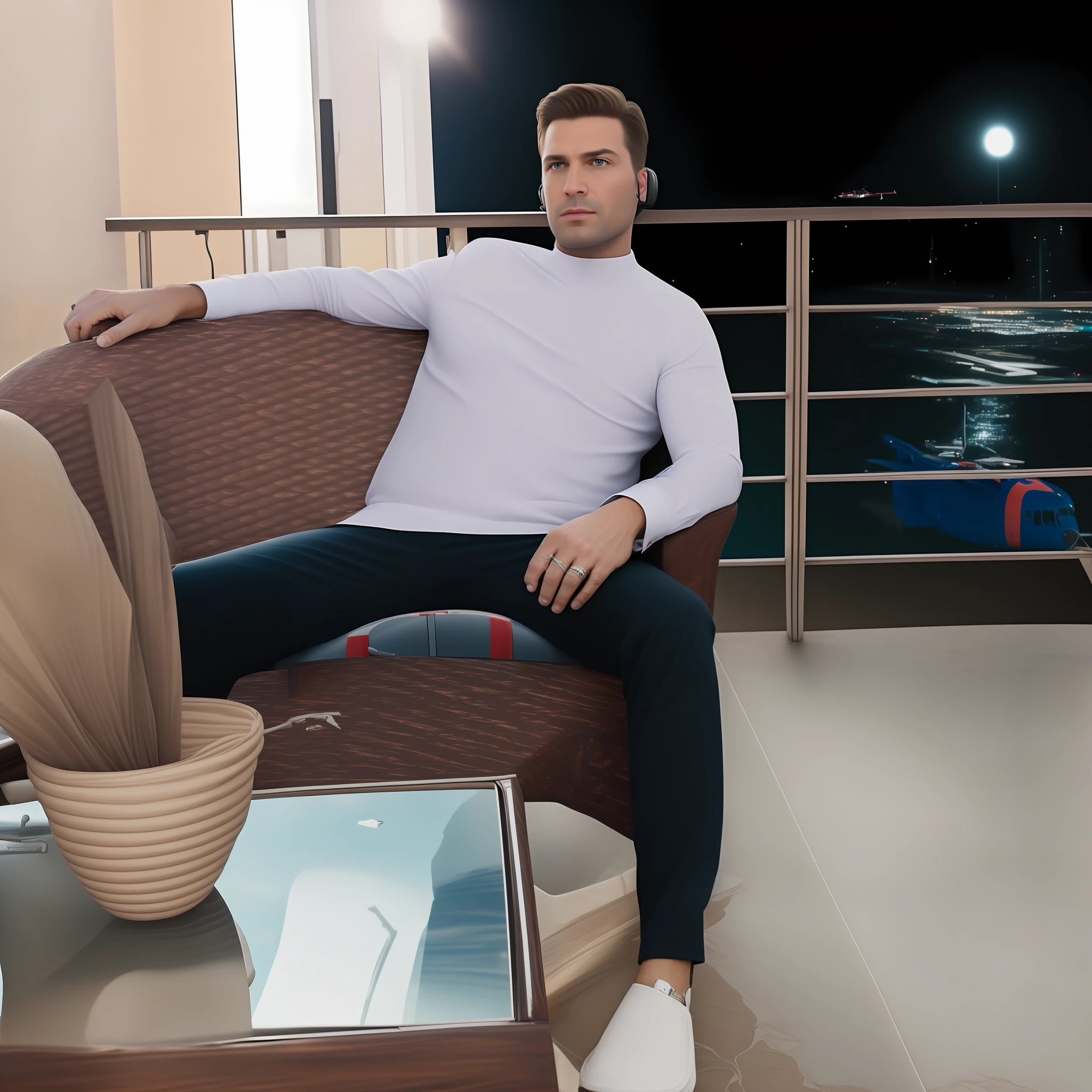 (((masterpiece))), best quality, ultra-detailed, cinematic image in 8k, aerial view, helicopter gliding through the sky, Hollywood in the United States. No beard with the face and