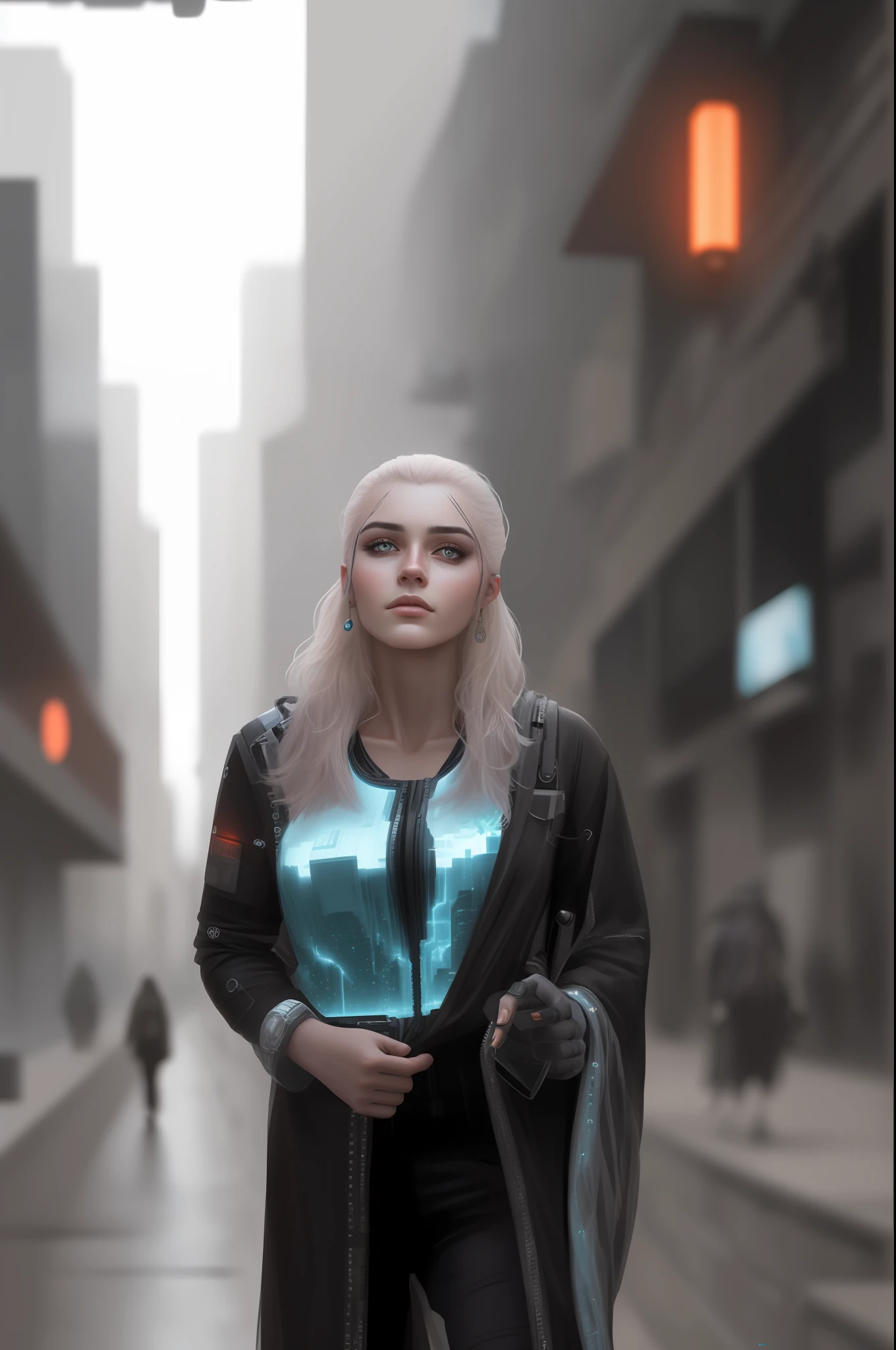 Change background cyberpunk handsome girl, realistic face, 8k, ultra realistic,