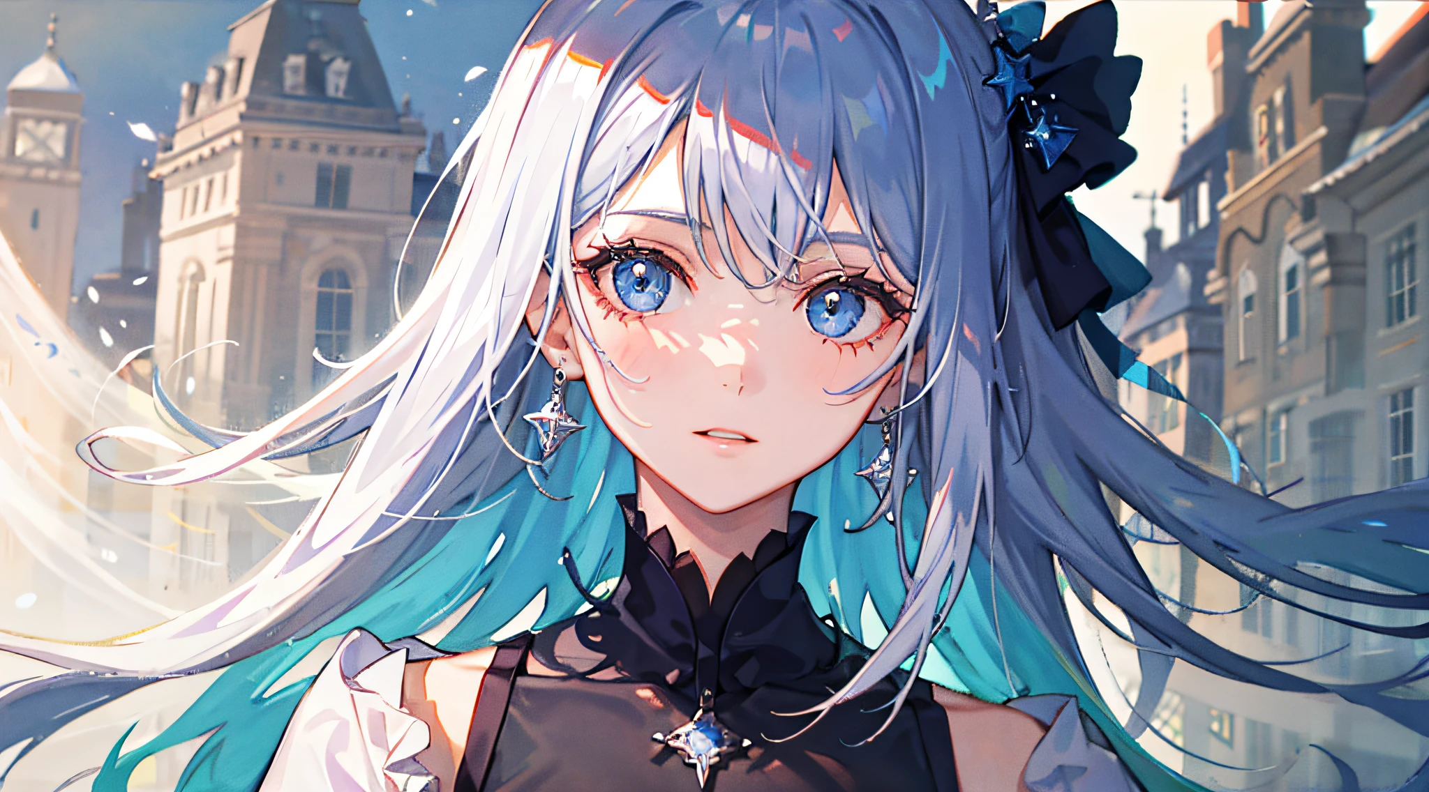 A girl with beautiful facial features