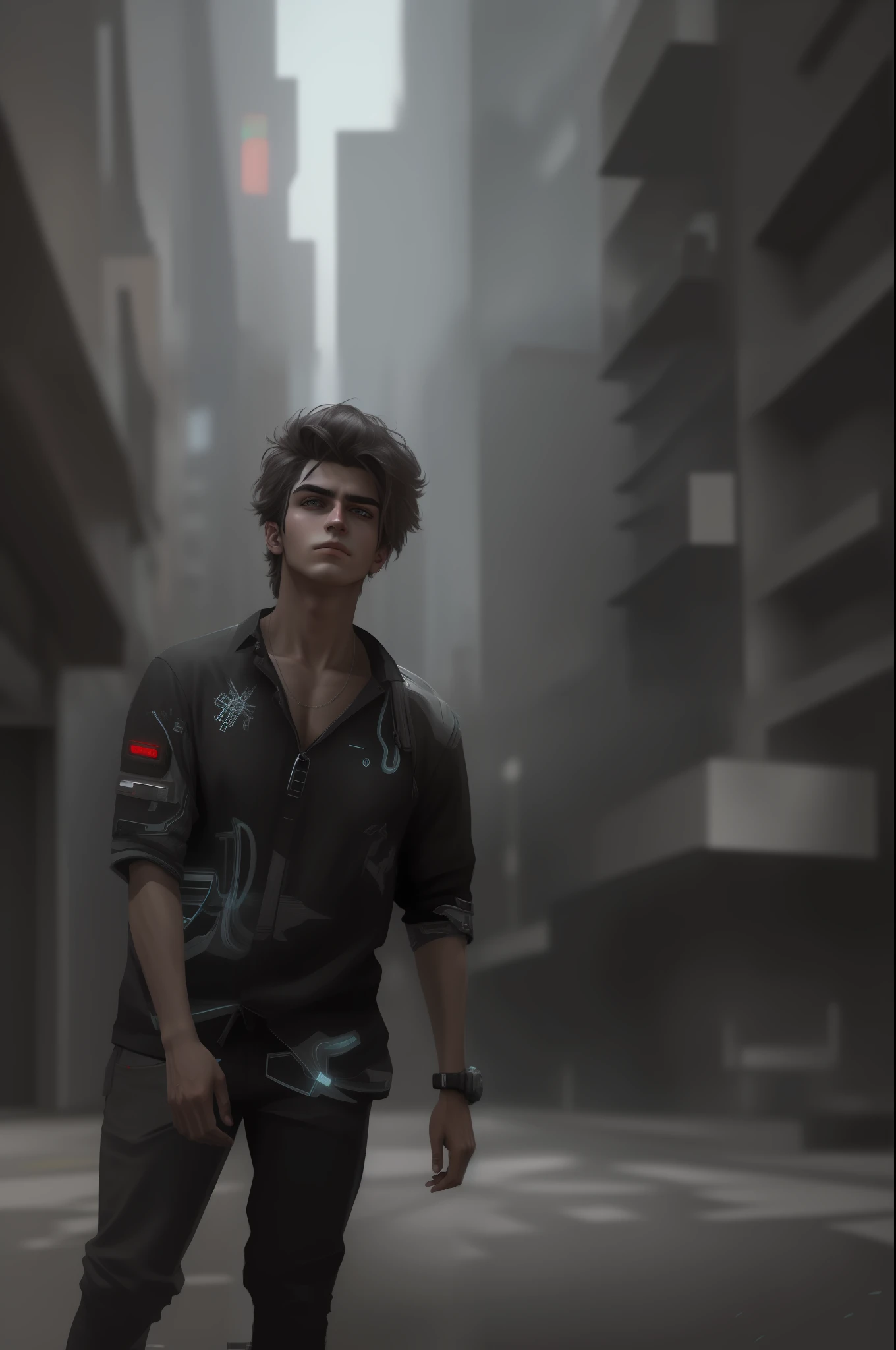 Change background cyberpunk handsome boy, realistic face, 8k, ultra realistic,