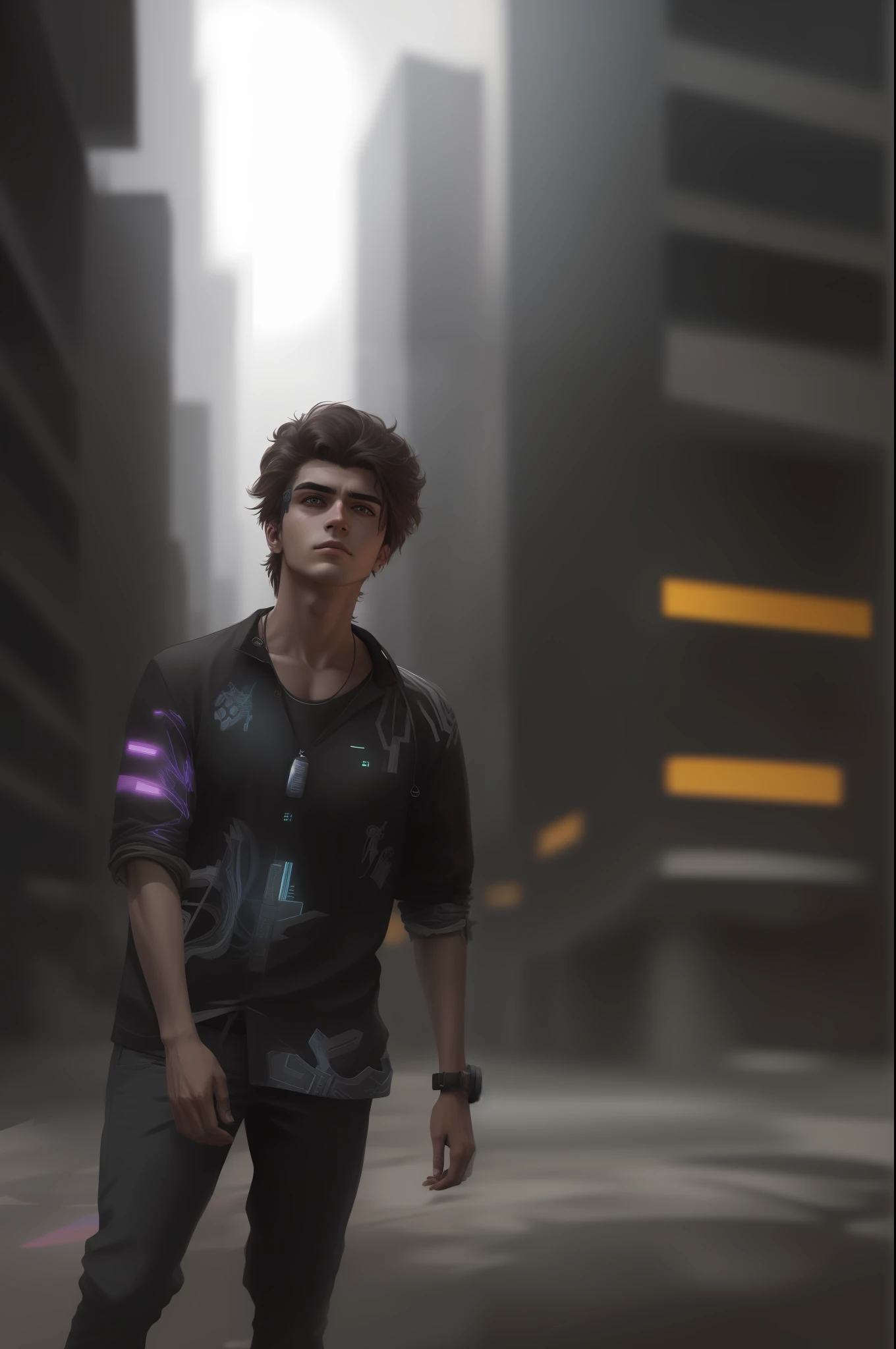 Change background cyberpunk handsome boy, realistic face, 8k, ultra realistic,