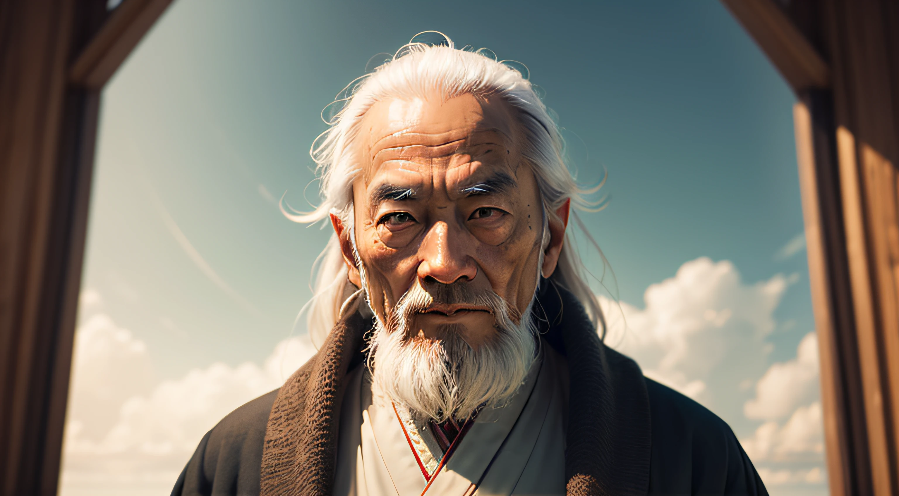 Lao Tzu, the venerable Chinese philosopher and sage, gazes towards the distance with a contemplative expression, as if his profound wisdom transcends the present moment. His eyes, filled with ancient knowledge, hint at the profound insights he has gained through a lifetime of introspection and observation. In this captivating scene, Lao Tzu's gaze captures the essence of his profound teachings, inspiring others to embark on a journey of self-discovery and inner peace. --auto