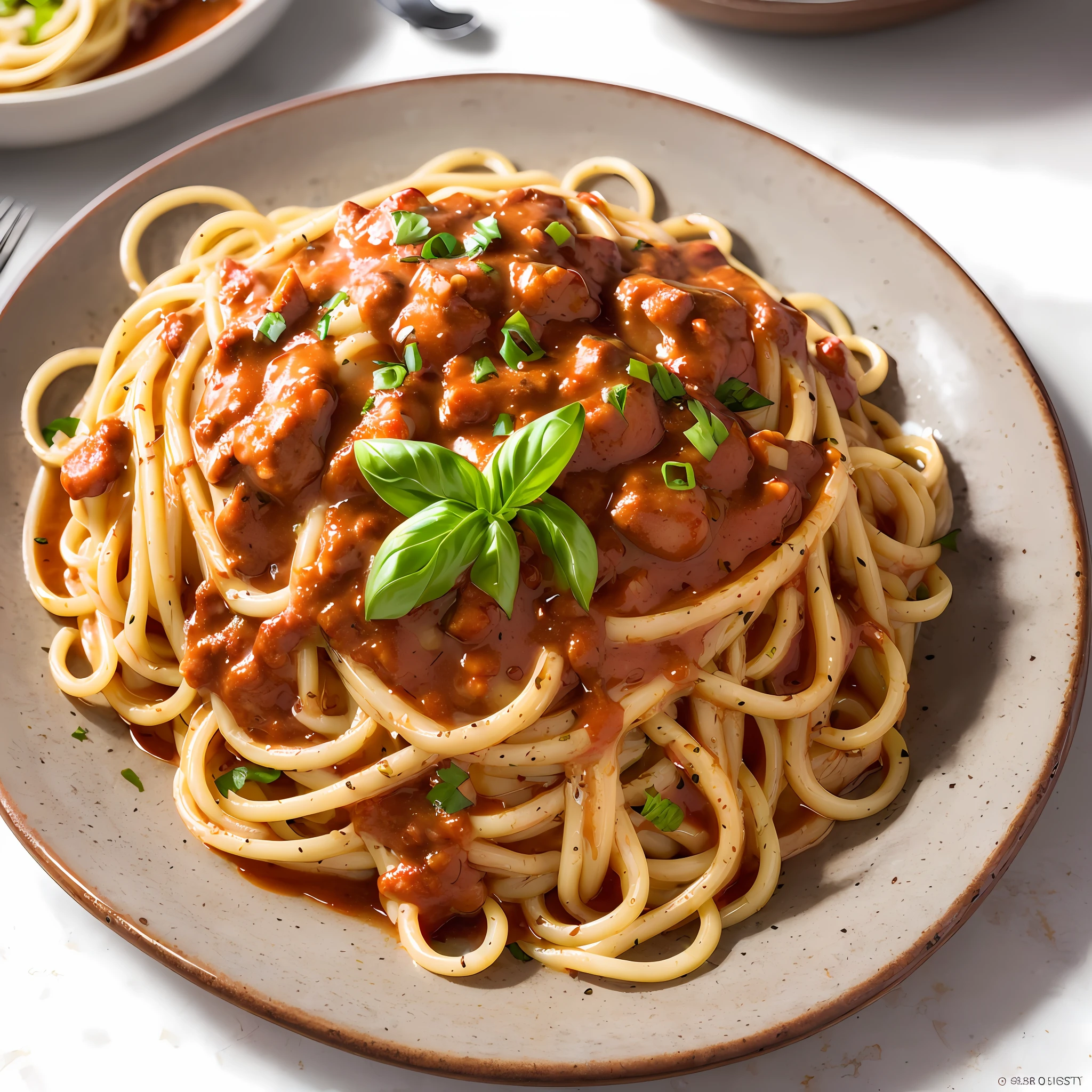 a closeup of a pasta with red sauce on a plate,juicy noodles, high quality food photography, noodles, easy, (ultra realistic, realistic and coherent, mixed art, professional food photography, ready to eat, an ultra realistic, looks realistic, a hyper realistic, very very realistic, incredibly realistic, noodles, 4k food commercial, very realistic