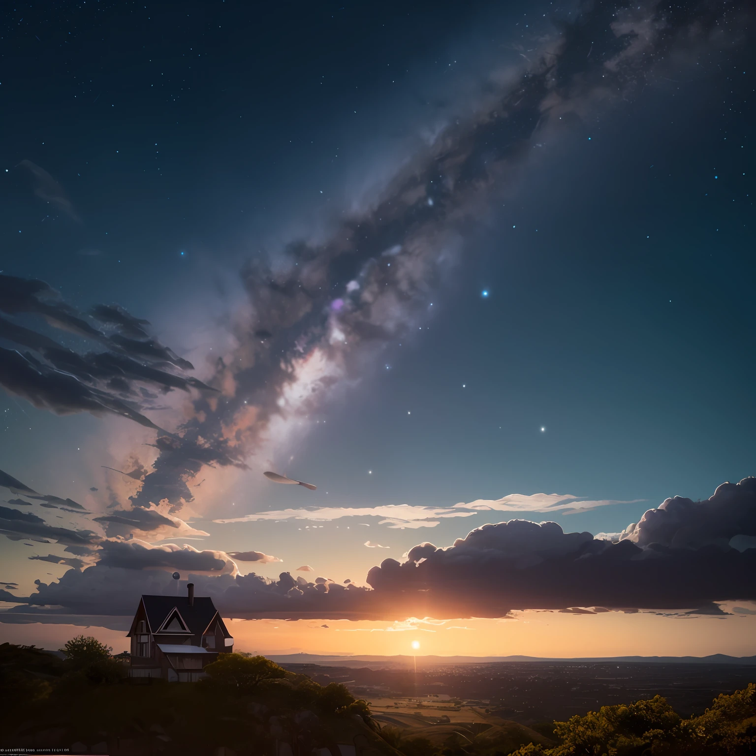 Anime - Scene style of a beautiful sky with a star and a planet, cosmic skies. by Makoto Shinkai, Anime Art Wallpaper 4K, Anime Art Wallpaper 4K, Anime Art Wallpaper 8K, Anime Wallpaper 4K, Anime Wallpaper 4K, Anime Wallpaper 4K, Anime Sky, Amazing Wallpaper, Anime Background, Heaven Planet in Background, Anime Background Art, Colors Purple --auto