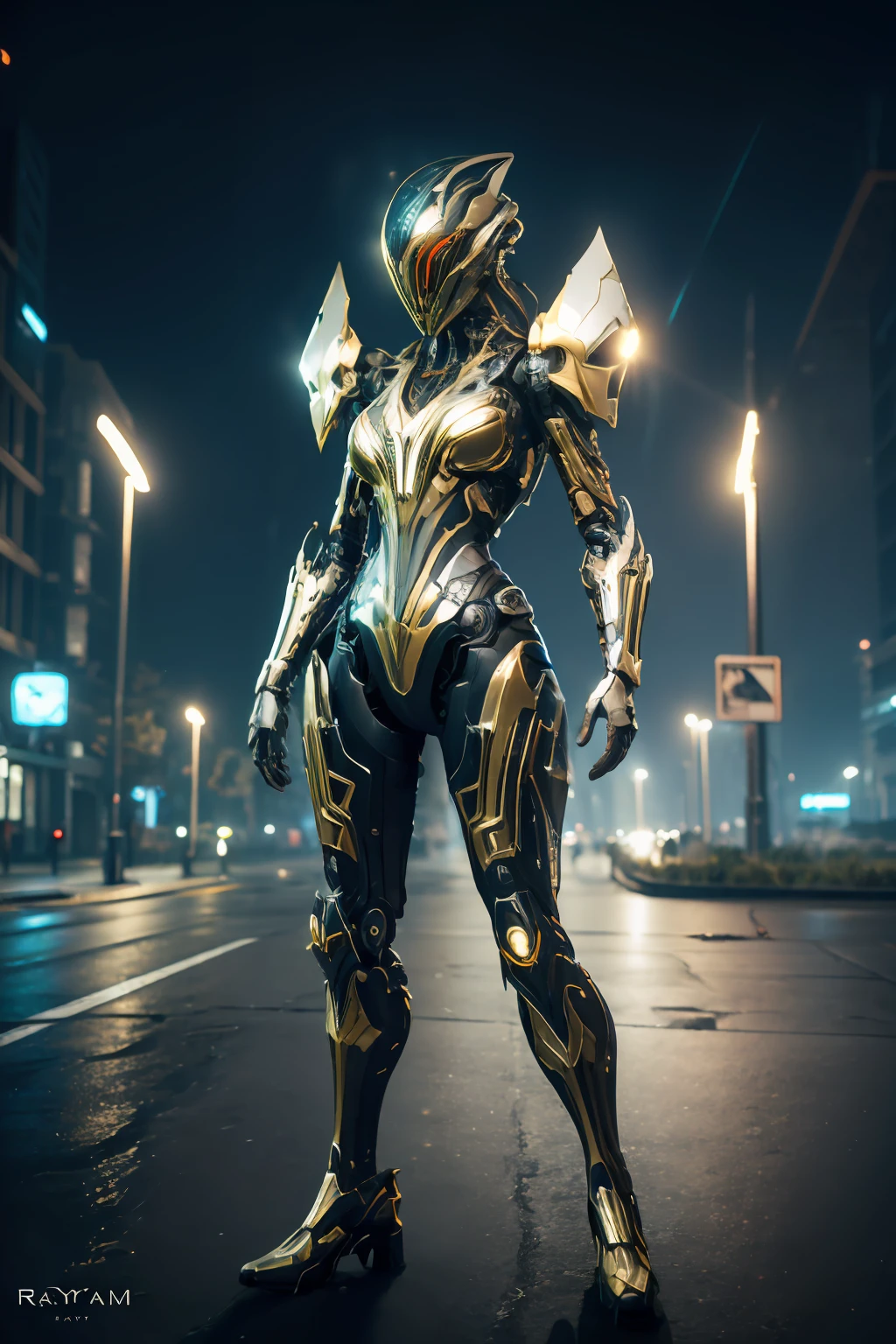 1 japanese girl, WARFRAME, intricate pattern, heavy metal, energy lines, faceless, glowing eyes, elegant, intense, blood red and black uniform, solo, modern, city, streets, dark clouds, thunderstorm, heavy rain, dramatic lighting, (masterpiece:1.2), best quality, high resolution, beautiful detailed, extremely detailed, perfect lighting,(full body, (dynamic pose), action pose), (rim lighting, studio lighting, distant moon light, night, bloom), (cinematic, best quality, masterpiece, ultra HD textures, highly detailed, hyper realistic, intricate detail, 8k, photorealistic, concept art, matte painting, autodesk maya, vray render, ray tracing, hdr), (dslr, full frame, 16mm focal length, f/8 aperture, dynamic perspective, dynamic angle, golden ratio, wide photography, wide field of view, deep depth of field, zoom out) techwear, urbansamurai 3d, realistic cyborg in a cyberhelmet head