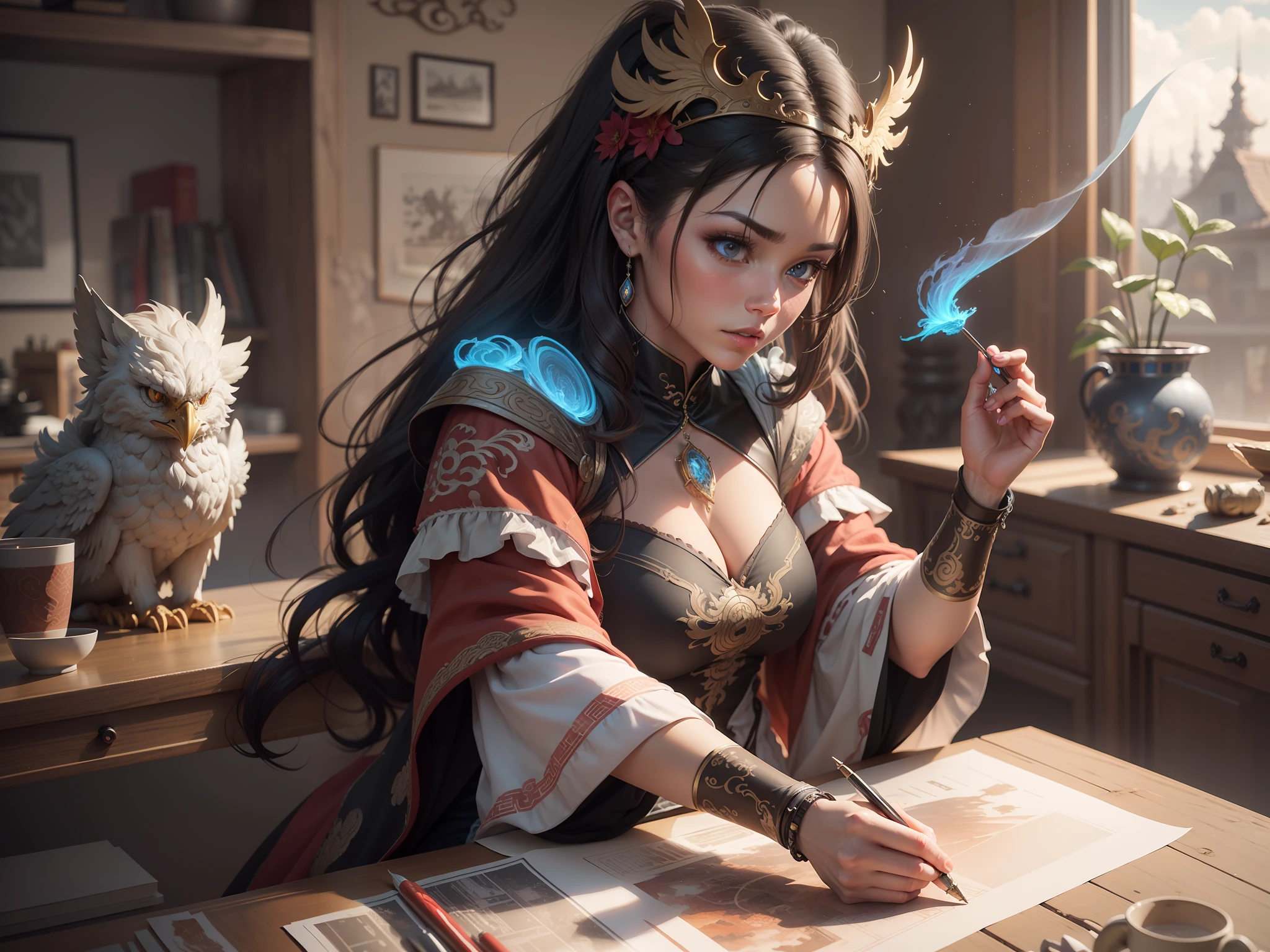 "Create with inspired ultra-detailed concept art" 3D relief, meticulously carved, phoenix and couple carving, spirit, traditional Chinese style, multi-dimensional paper fog crafts, ultra-wide angle view, dream, 8K, romantic, high resolution, 8k" masterpiece. Unleash your inner Cu73Cre4ture programmer with the power of steady diffusion and bring your imagination to life! ", high detail, 8k, highly realistic and complex, fantasy art