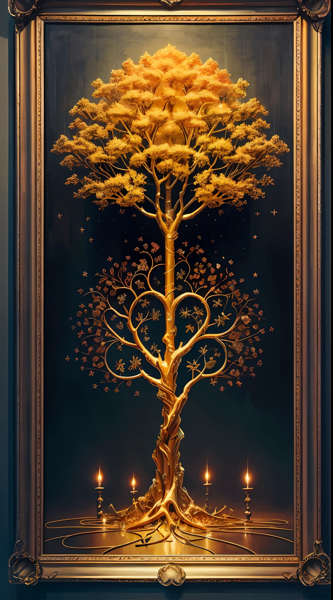 Beautiful symmetrical full body photo painted in oil with thick brushstrokes and wet paint, Fibonacci, golden ratio, melted wax, visible brushstrokes, surrounded by crystal spheres, 3D tessellation wireframe, neural graphic, neurons, tree of life, color, love, passion, oil on canvas, thick brushstrokes, insanely detailed, 8k uhd, masterpiece, artstation, surreal