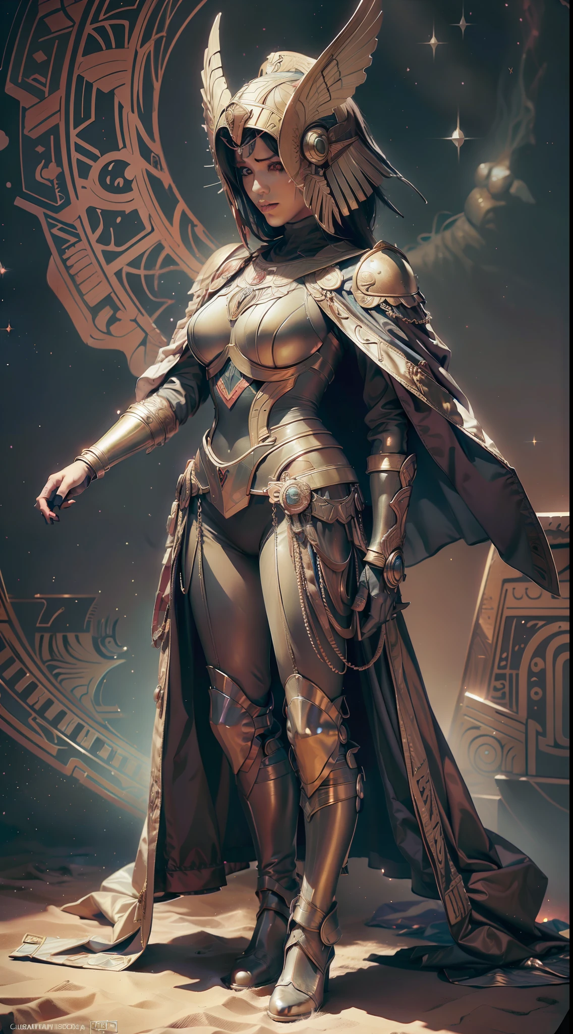 1girl, mature, horus, real makeup, futuristic egypt, bird head helmet, cloak, shiny armor, full body
ground, dark space, dim light
muted color, realistic
photorealistic
Edward S. Curtis
depth of field
(masterpiece, best quality: 1.3),
Stargate