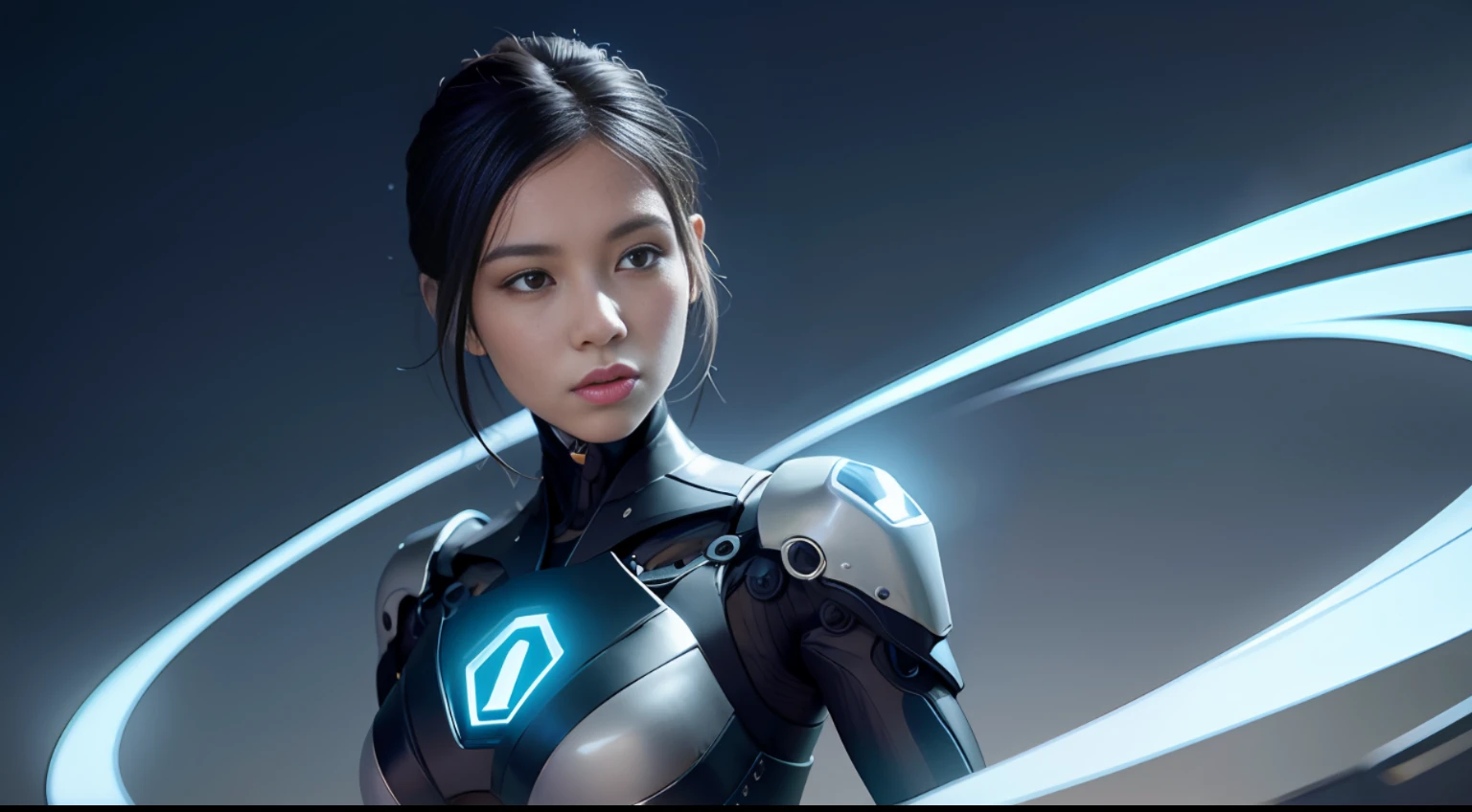 futuristic woman in futuristic suit with glowing eyes and a futuristic body, inspired by Marek Okon, cute cyborg girl, artgerm ; 3d unreal engine, unreal engine character art, 3 d render character art 8 k, smooth digital concept art, girl in mecha cyber armor, beutiful girl cyborg, cgsociety 8k, cgsociety 8k