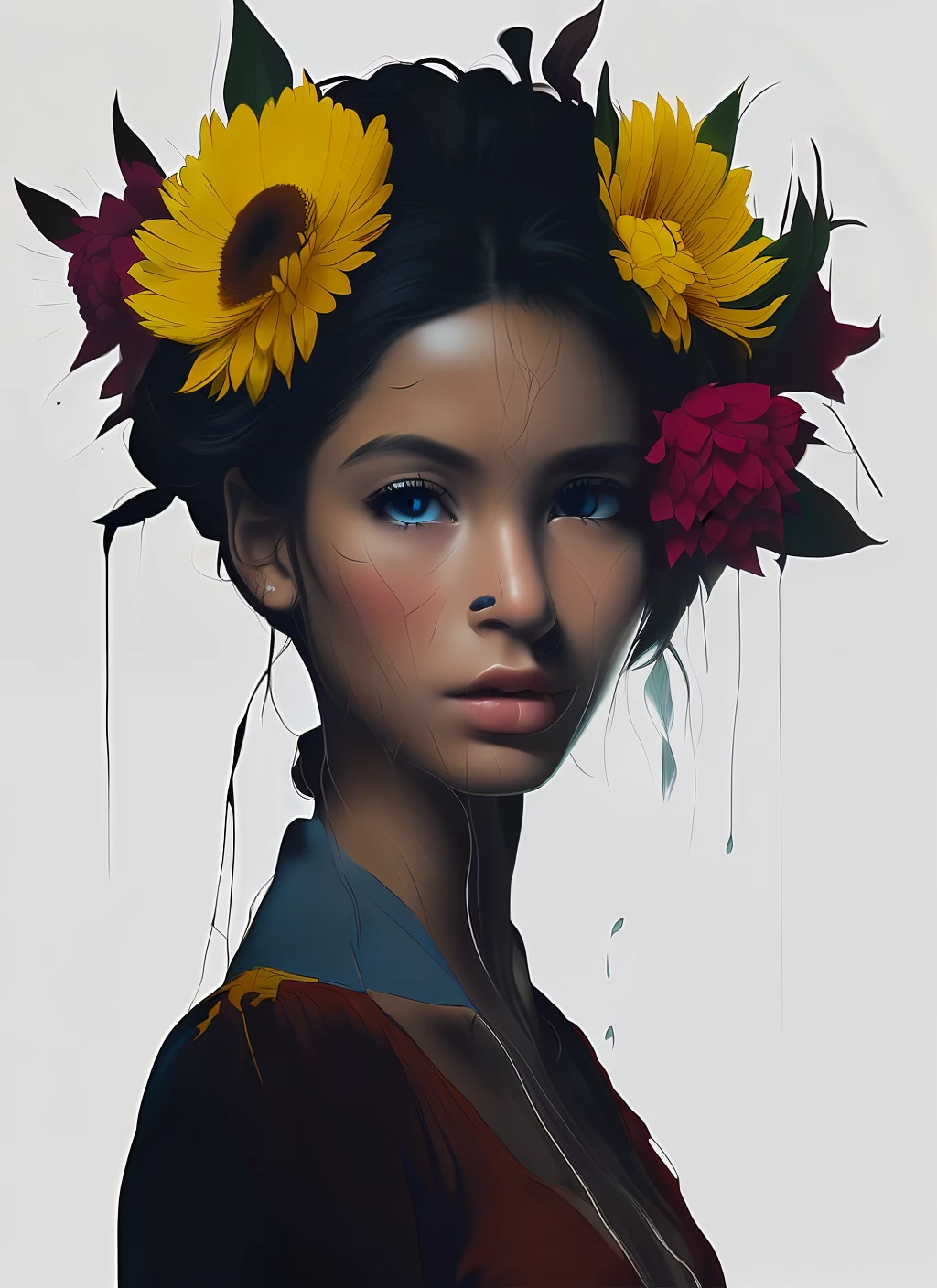 style, realistic, award-winning photo, (very detailed symmetrical eyes, fantastic eyes, intricate eyes: 1.1), detailed background, full body, wide angle, beautiful 20 year old girl, Colombian from Cartagena, with fruits on her head in the style of the black palenqueras of Cartagena, dark skin, lanky, tiktok, instagram, high quality, perfect, ultra hd 8k cinematic lighting