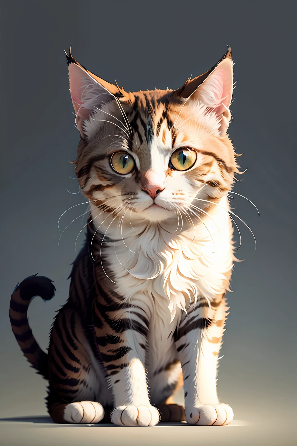 T-shirt graphic design art, flat illustration of a cute cat, highly detailed clean, vector image, photorealistic masterpiece, professional photography, transparent background, isometric, vibrant, vector