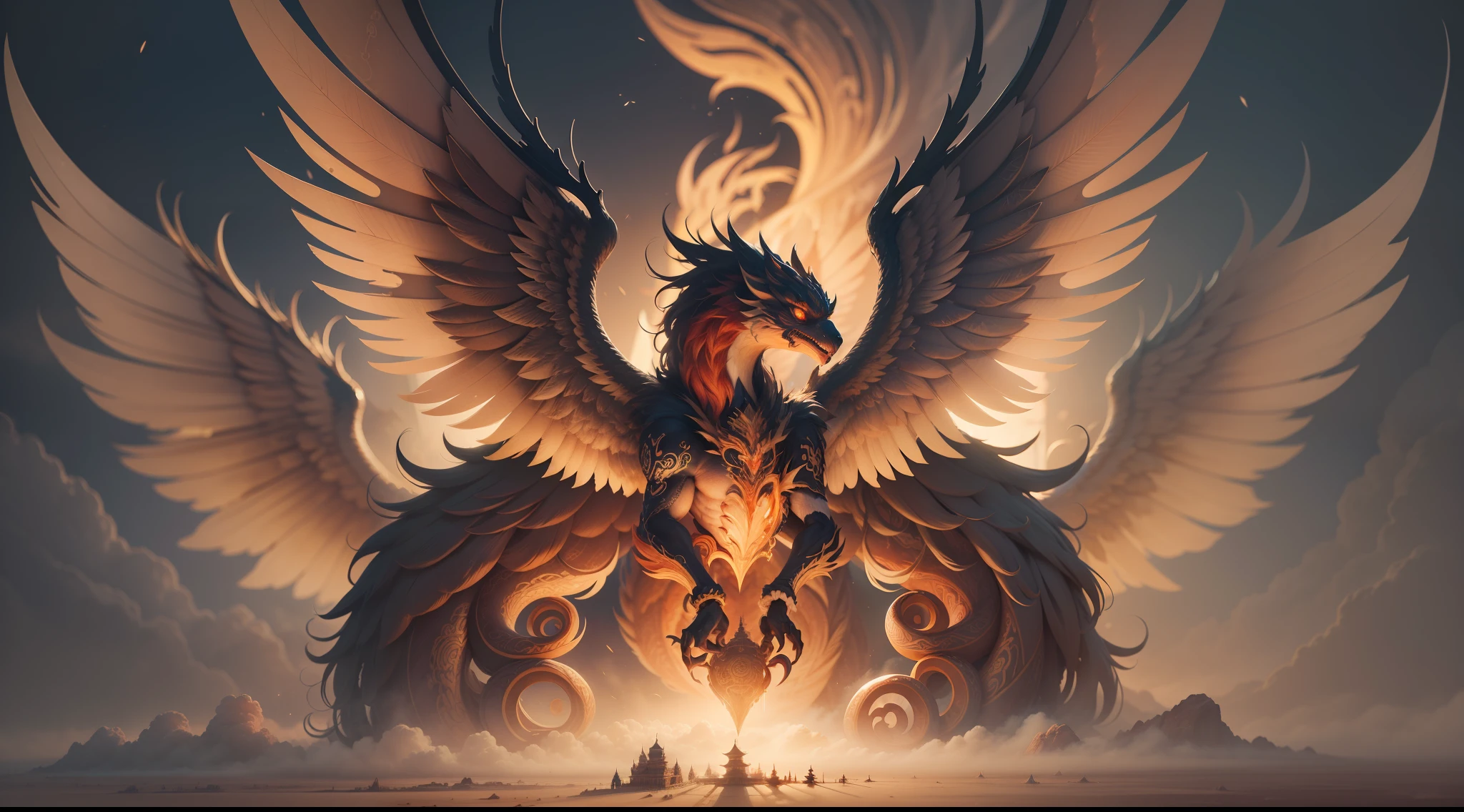"Create with inspired ultra-detailed concept art" 3D relief, meticulously carved, phoenix and couple carving, spirit, traditional Chinese style, multi-dimensional paper fog crafts, ultra-wide angle view, dream, 8K, romantic, high resolution, 8k" masterpiece. Unleash your inner Cu73Cre4ture programmer with the power of steady diffusion and bring your imagination to life! ", high detail, 8k, highly realistic and complex, fantasy art