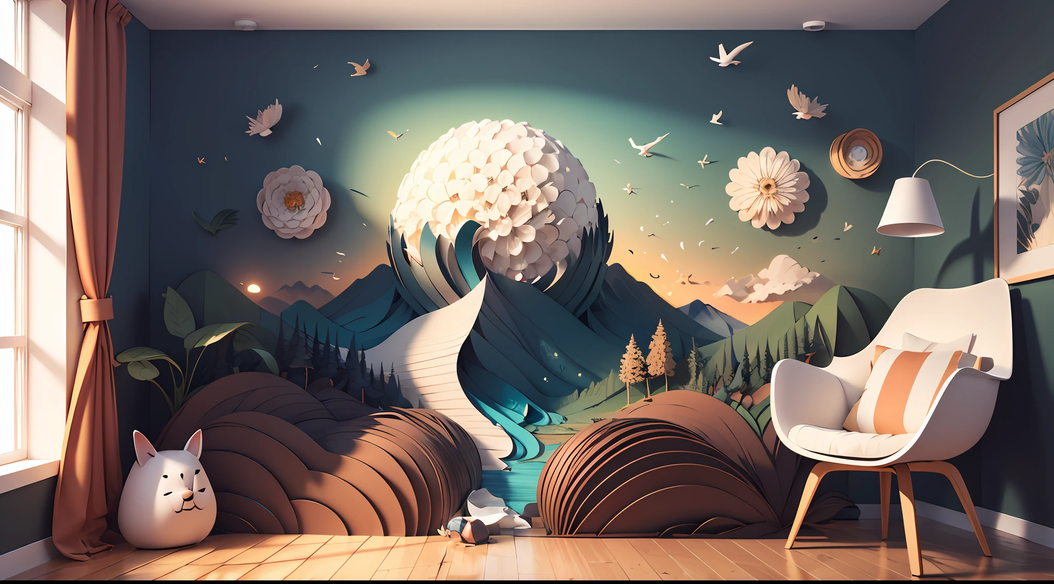 ((masterpiece))), bestquality, 3d wallpaper, paper_cut,