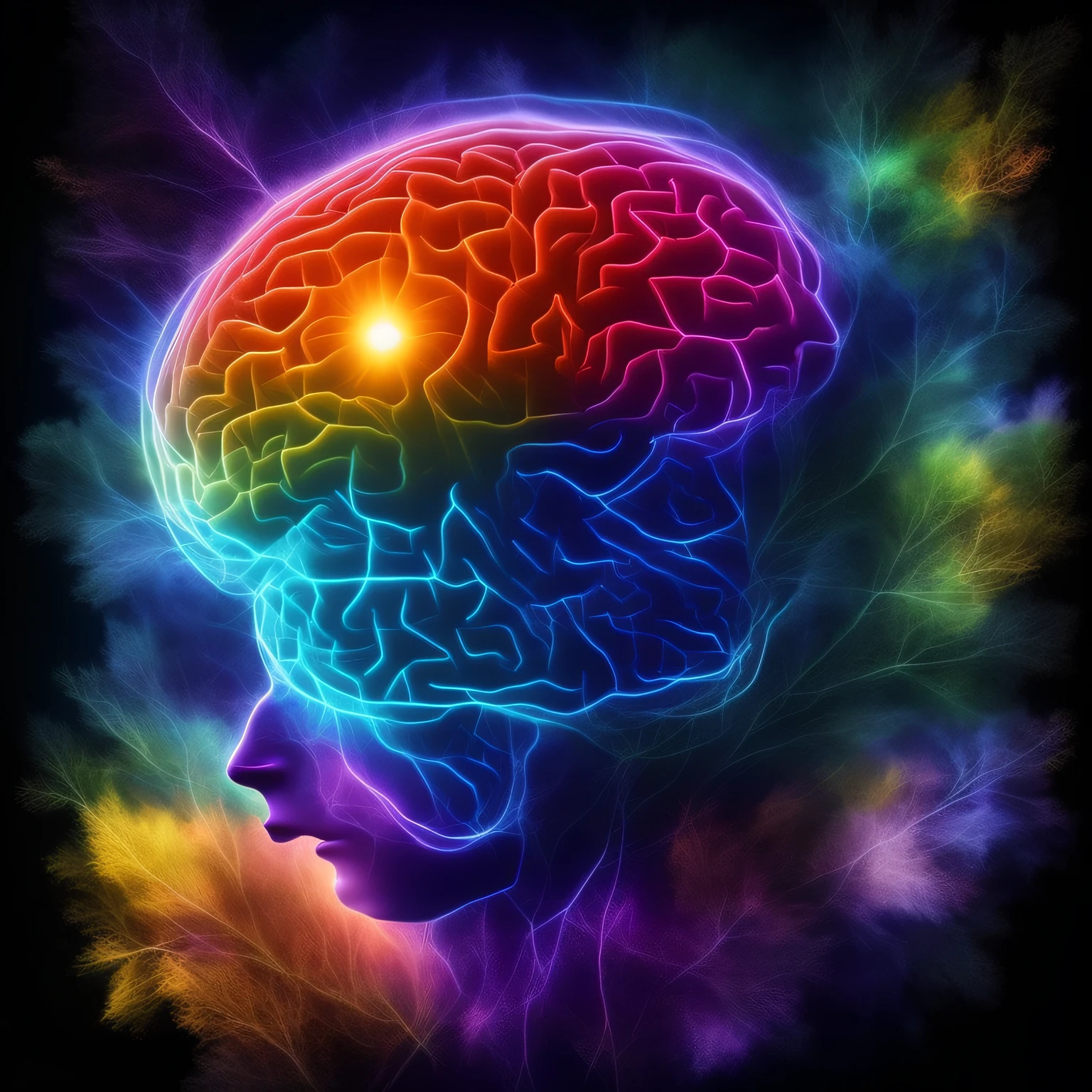 3d brain with futuristic image and galactic background. --auto