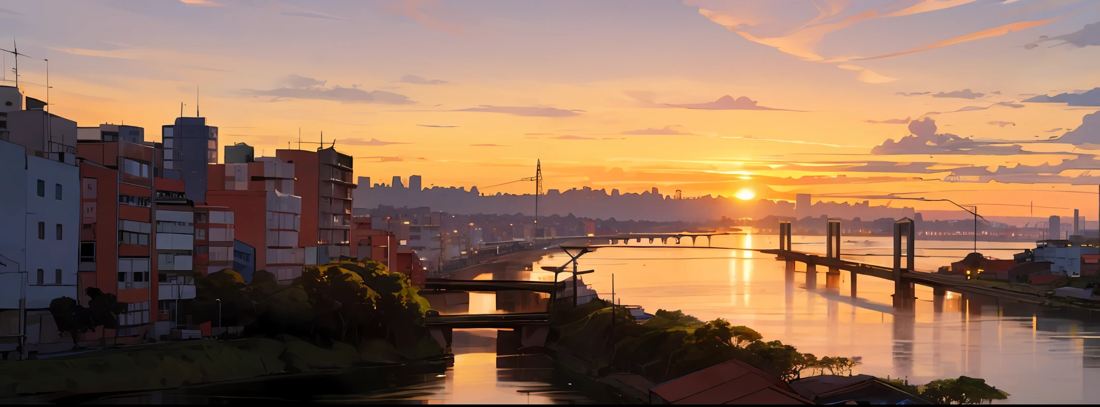 Sunset over the Guaíba River in Porto Alegre Rio Grande do Sul in a beautiful afternoon and early evening