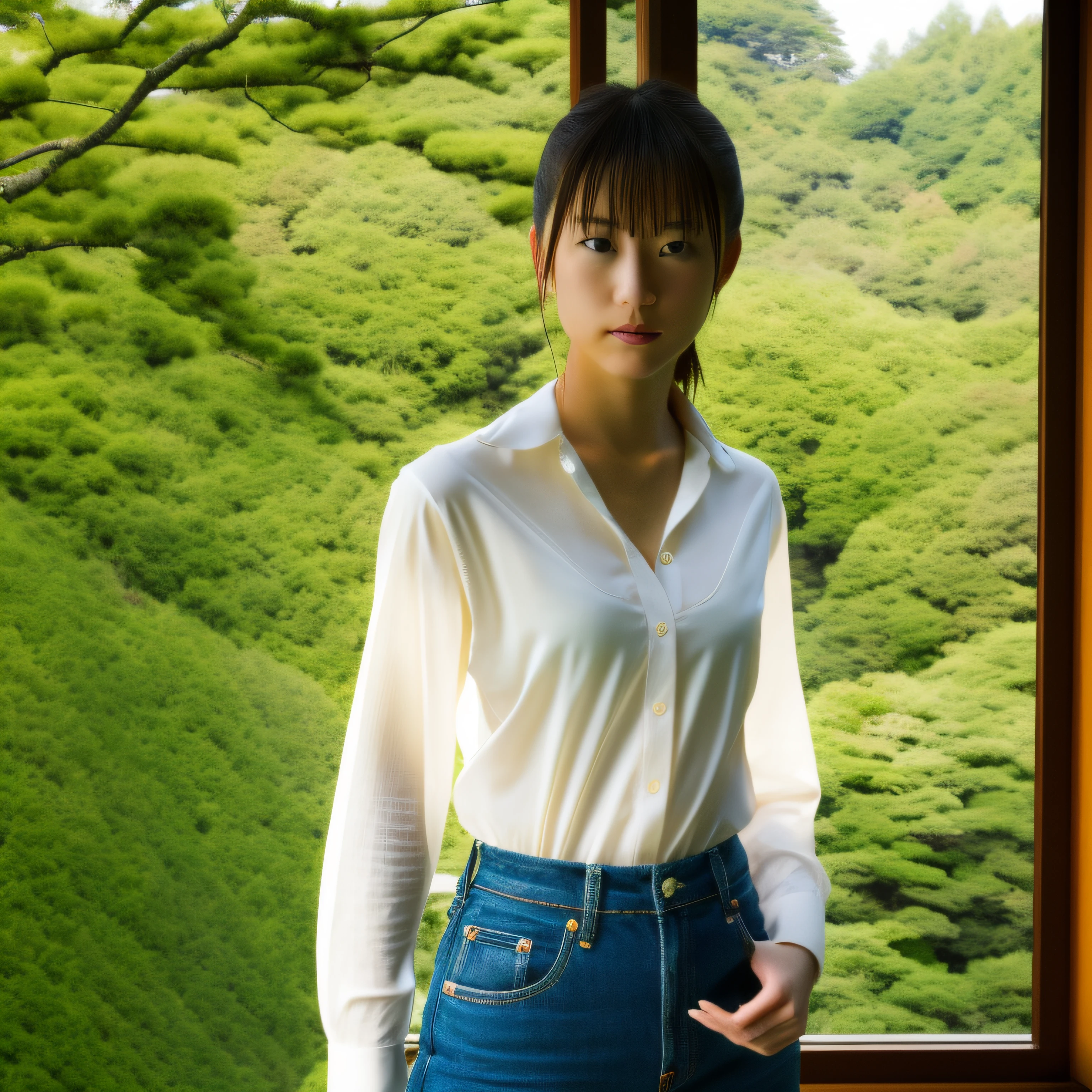 Young woman in Japan, Lofi, intelligent, looking at me, boyish neutral beauty, small, beige bra showing through, best quality, realistic, photorealistic, best quality, masterpiece, very delicate and beautiful, very detailed, Fine Detail, Ultra Detail, High Resolution, Very Detailed, Realistic, Ultra High Definition, Top Quality, Ultra High Definition, High Quality Textures