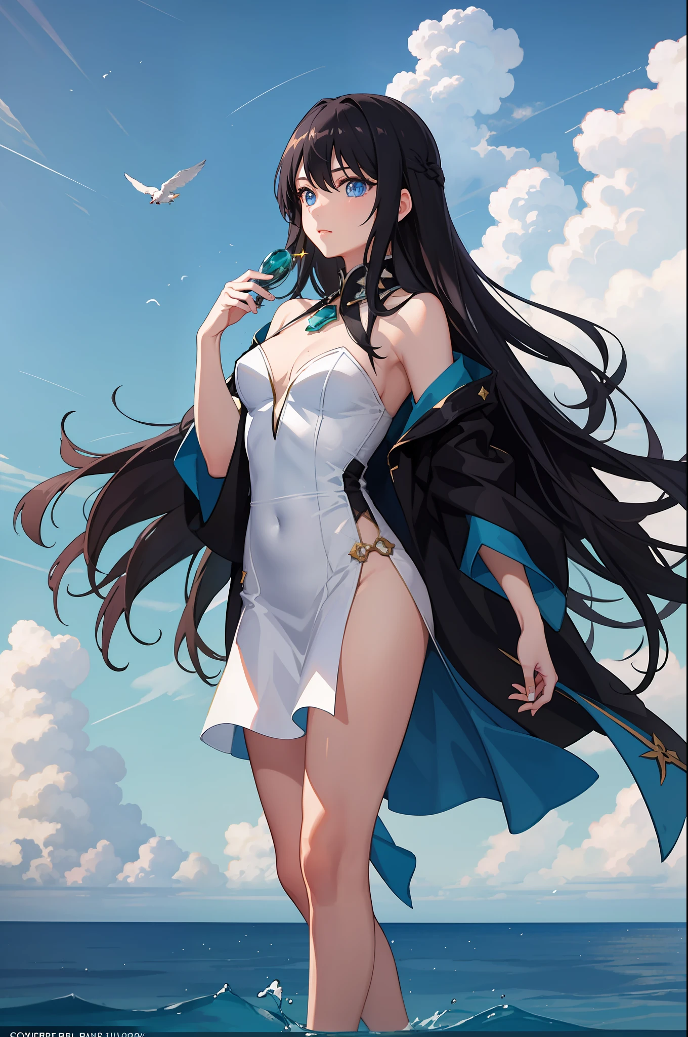 She stood in the open field, her figure was jade-like, immaculate. The starlight of the late night shone on her, connecting with her deep blue eyes, bringing out a dazzling mystery. The high-definition black hair is like a flying cloud, flying freely in the breeze. The light blue eyes are as deep as the ocean, and the pupils reflect the entire sky and earth.