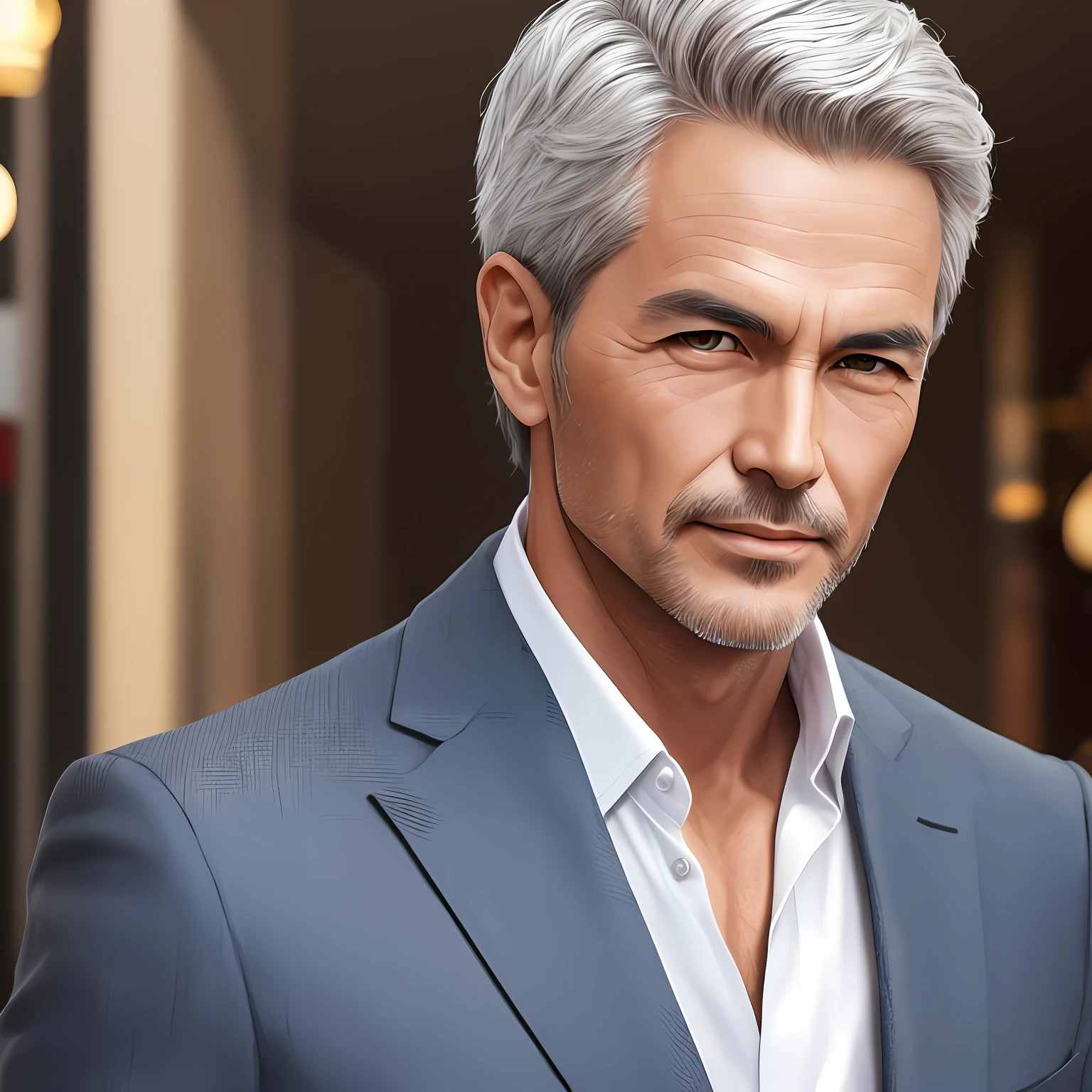 Handsome man 55 years old, honest young gentleman, transparent background, neat Japan male photo, handsome, frontal, upper body, classy business suit, perfect body, super detailed face, detailed lips, detailed eyes, double eyelids, silver ash --auto