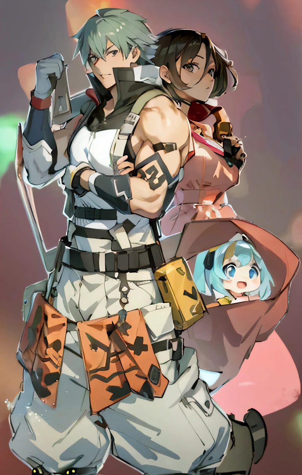 a couple of anime characters standing next to each other, guilty gear strive splash art, guilty gear strive graphics, jazza and rossdraws, rossdraws and jazza, from arknights, makoto shinkai ( apex legends ), from overwatch, kawacy, cushart kenz, by Okada Beisanjin, anime cover, hidari and vlop --auto