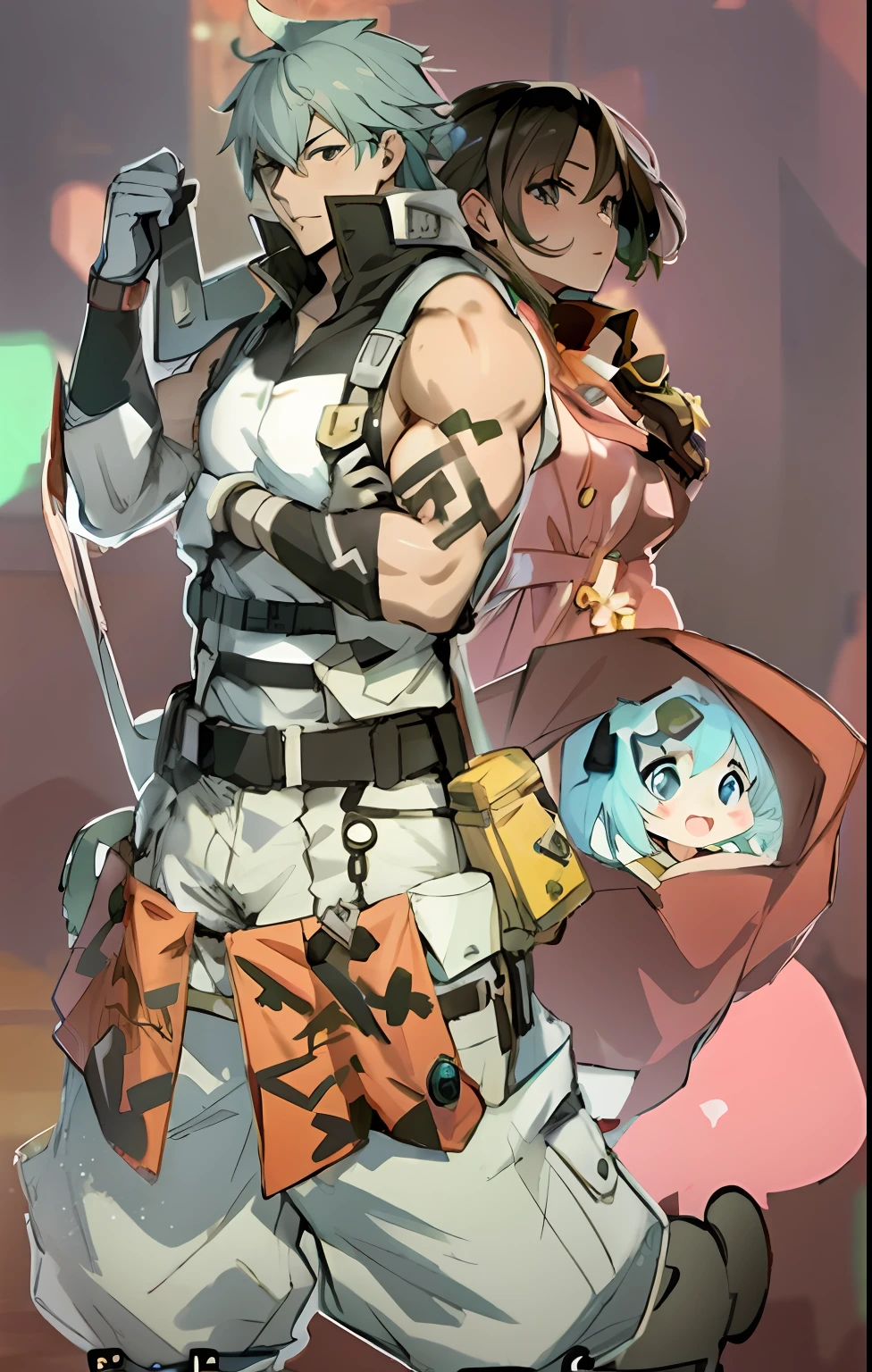 a couple of anime characters standing next to each other, guilty gear strive splash art, guilty gear strive graphics, jazza and rossdraws, rossdraws and jazza, from arknights, makoto shinkai ( apex legends ), from overwatch, kawacy, cushart kenz, by Okada Beisanjin, anime cover, hidari and vlop --auto